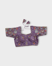 Silk Notched Neck Fitted Sleeve Readymade Blouse