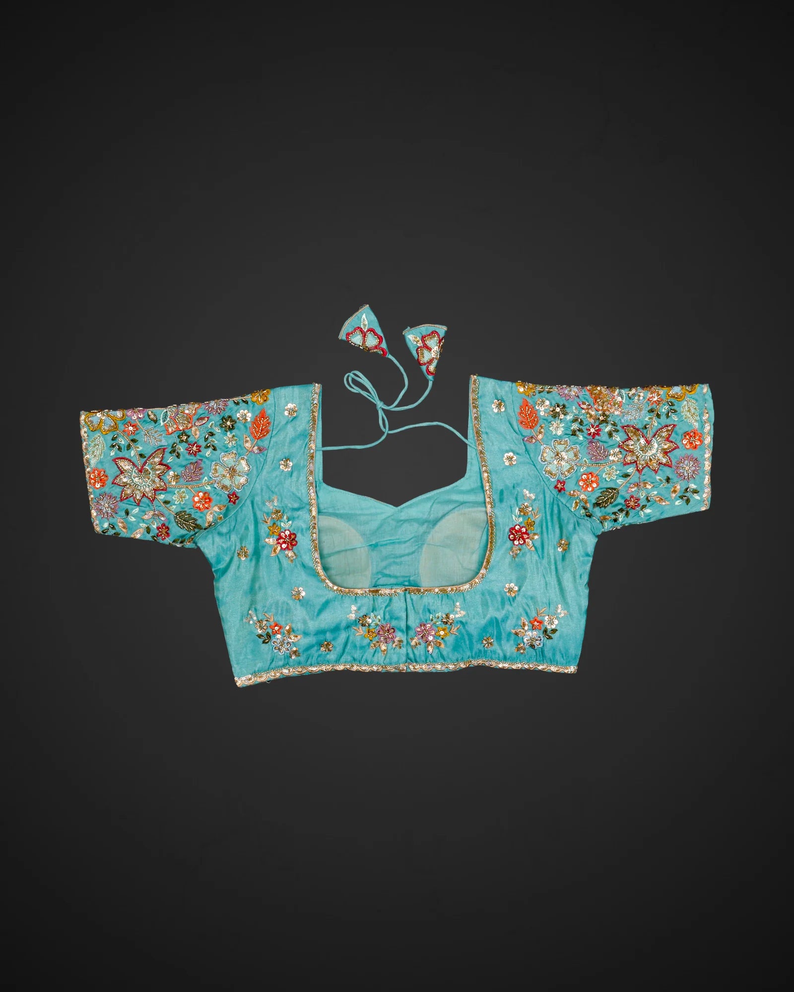 Silk Notched Neck Fitted Sleeve Readymade Blouse