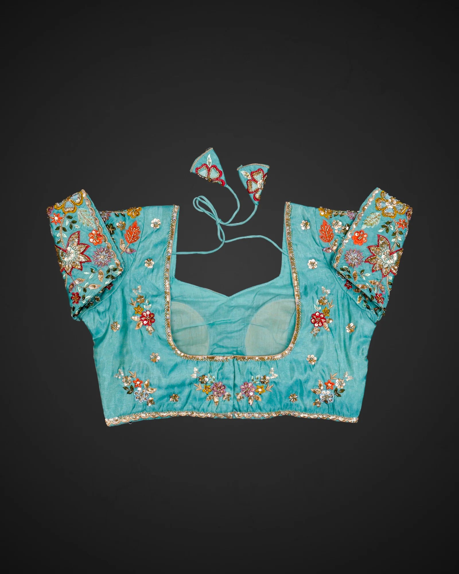 Silk Notched Neck Fitted Sleeve Readymade Blouse