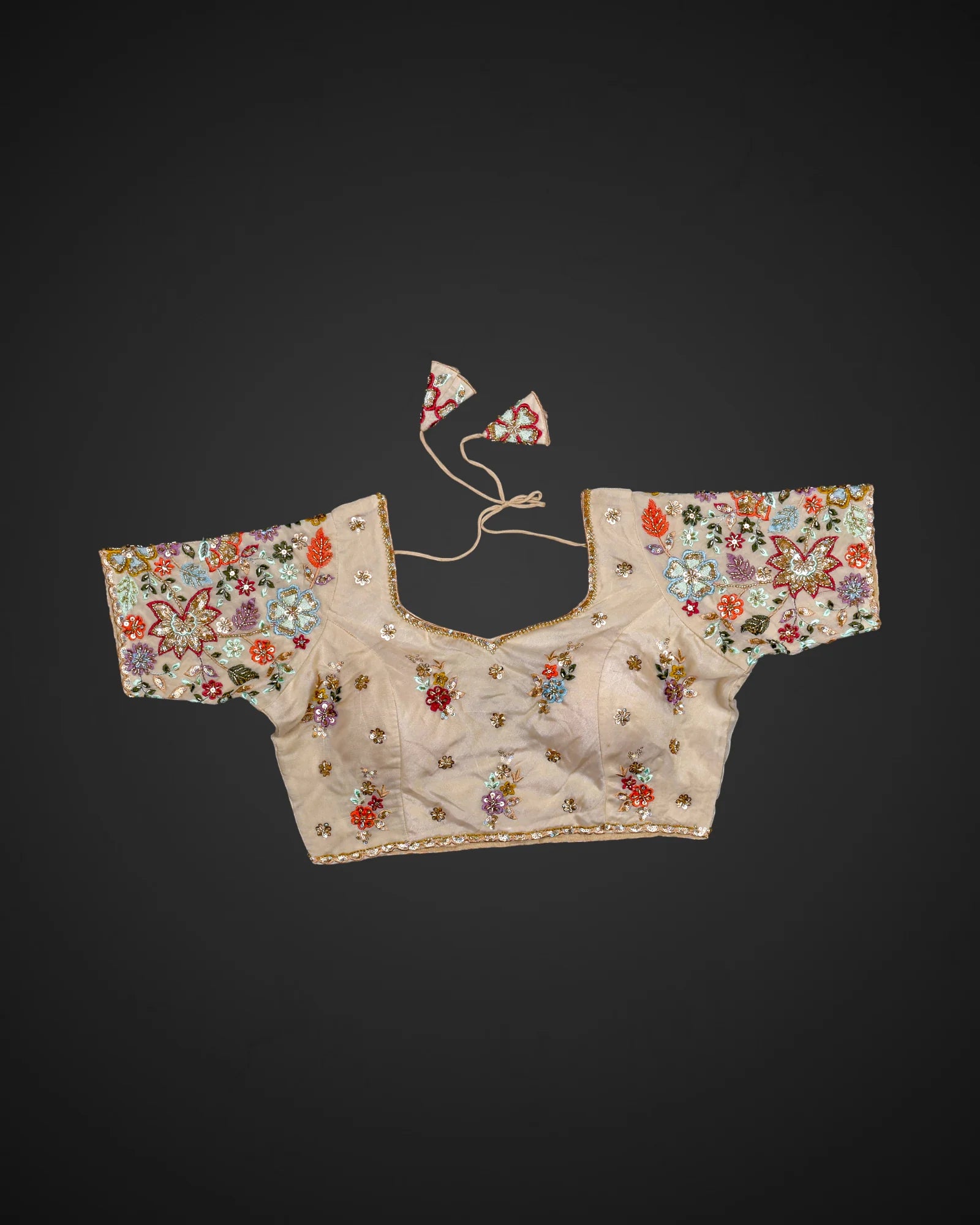 Silk Notched Neck Fitted Sleeve Readymade Blouse