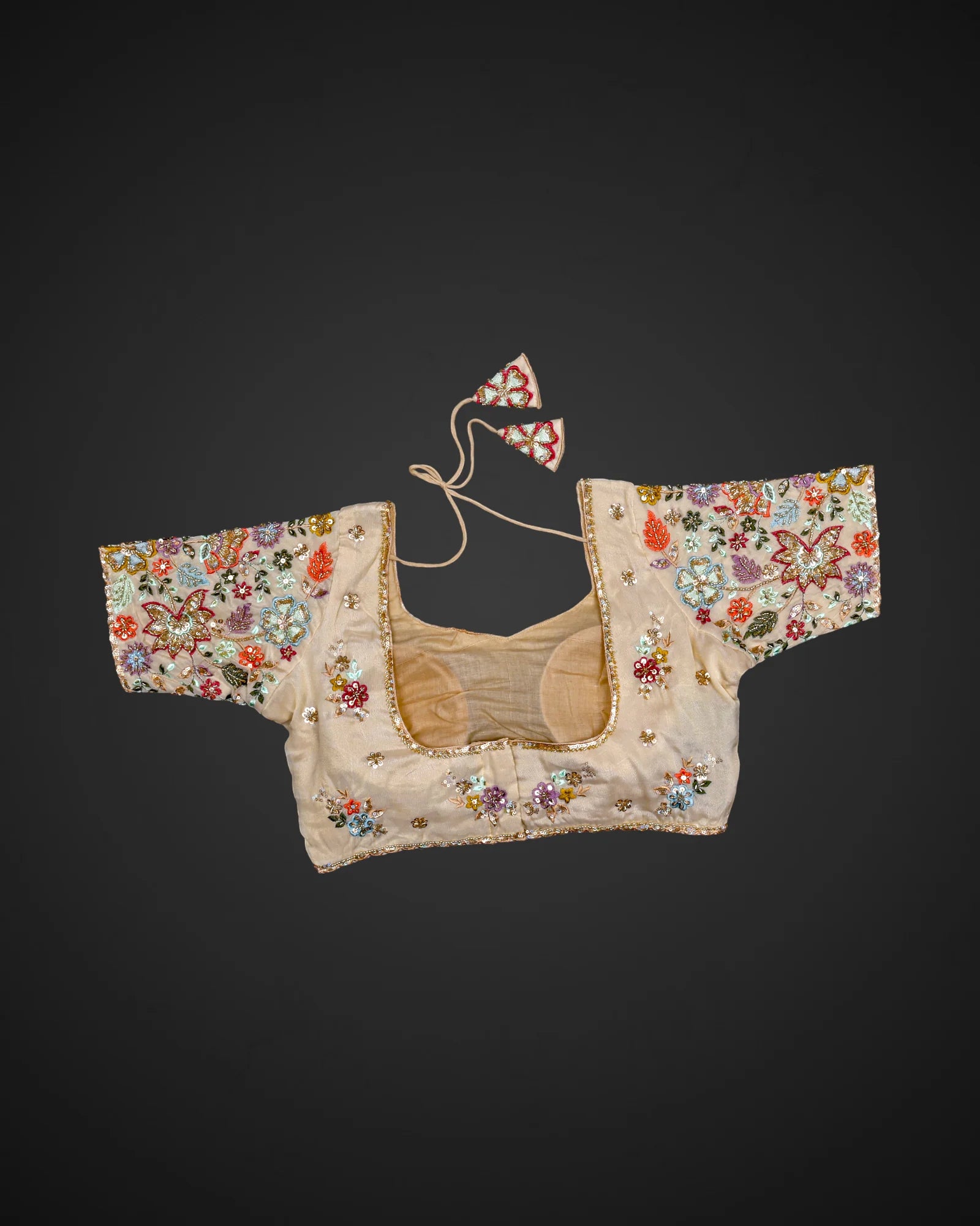 Silk Notched Neck Fitted Sleeve Readymade Blouse