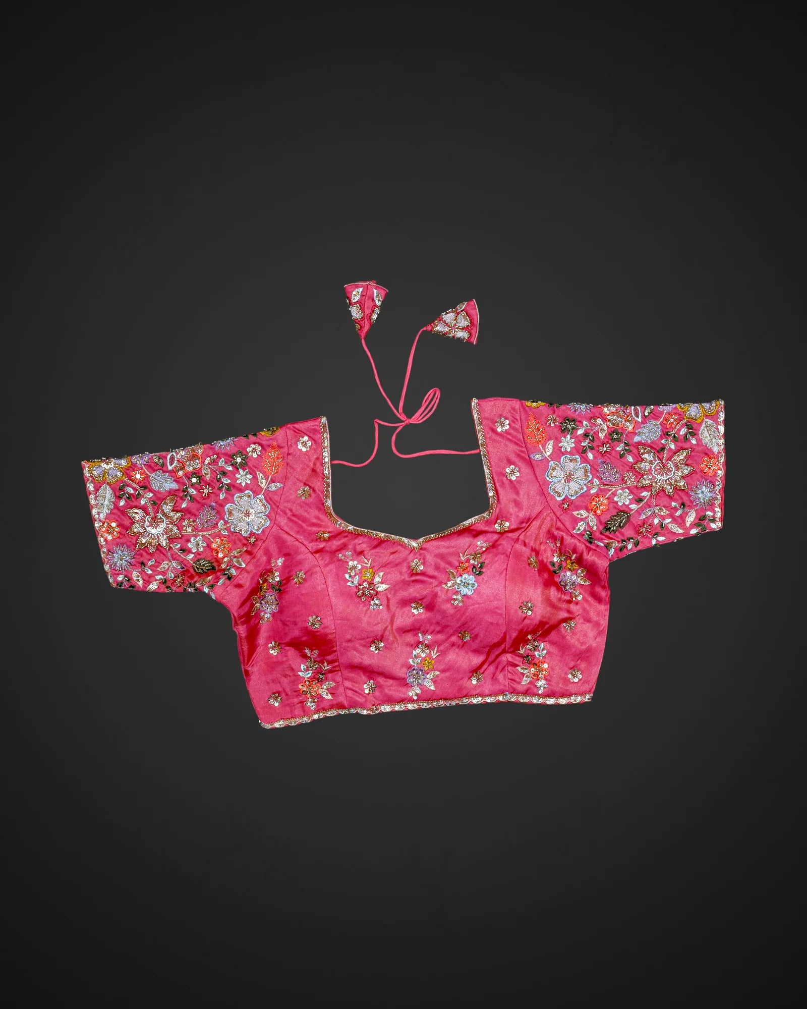 Silk Notched Neck Fitted Sleeve Readymade Blouse