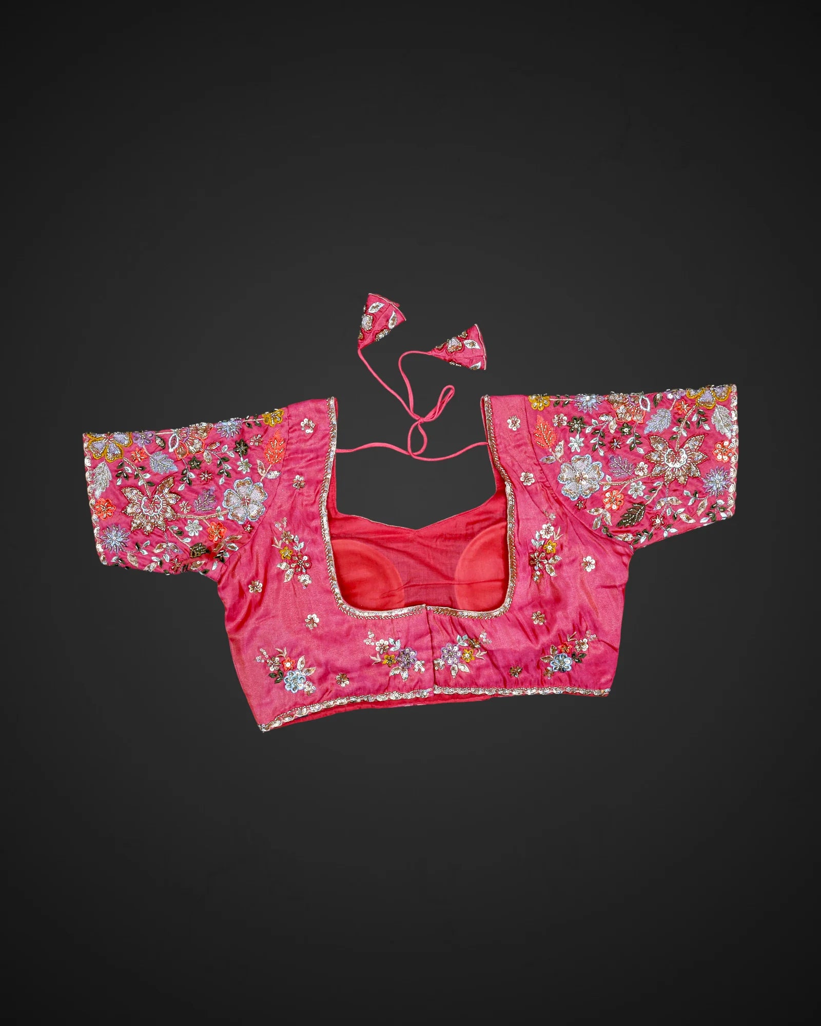 Silk Notched Neck Fitted Sleeve Readymade Blouse