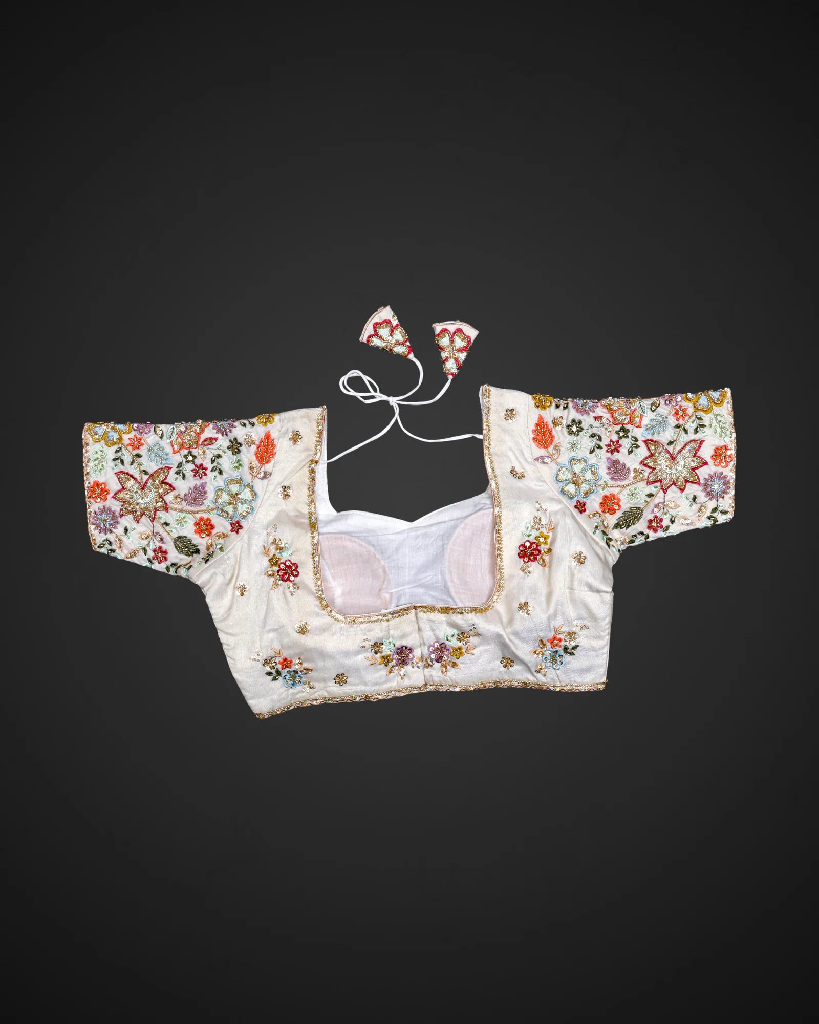 Silk Notched Neck Fitted Sleeve Readymade Blouse