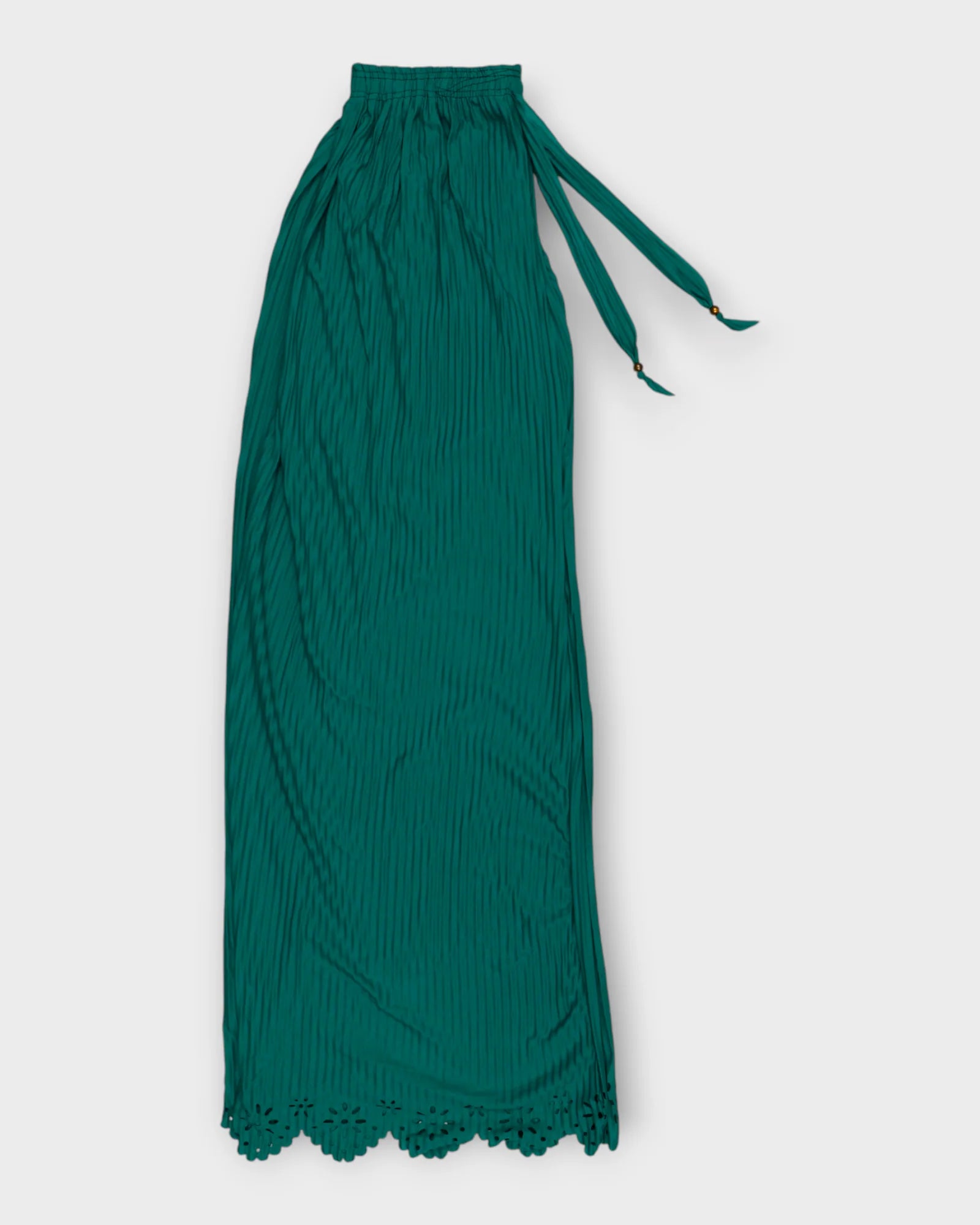 Green Floral Cutwork Cotton Palazzos