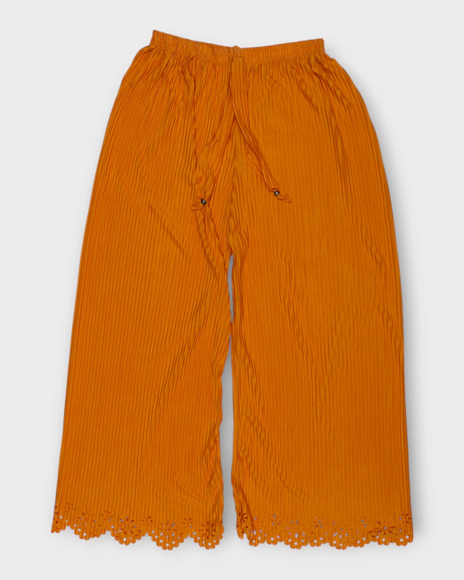 Mustard Yellow Cotton Palazzos with Floral Detail