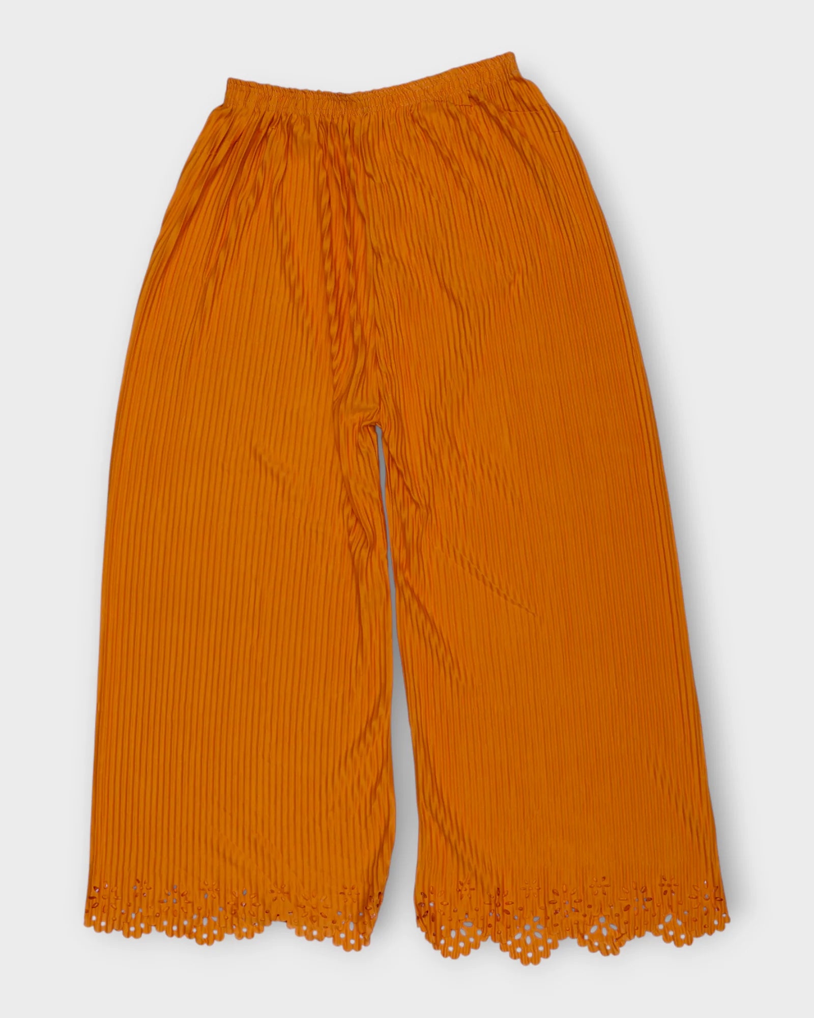 Mustard Yellow Cotton Palazzos with Floral Detail