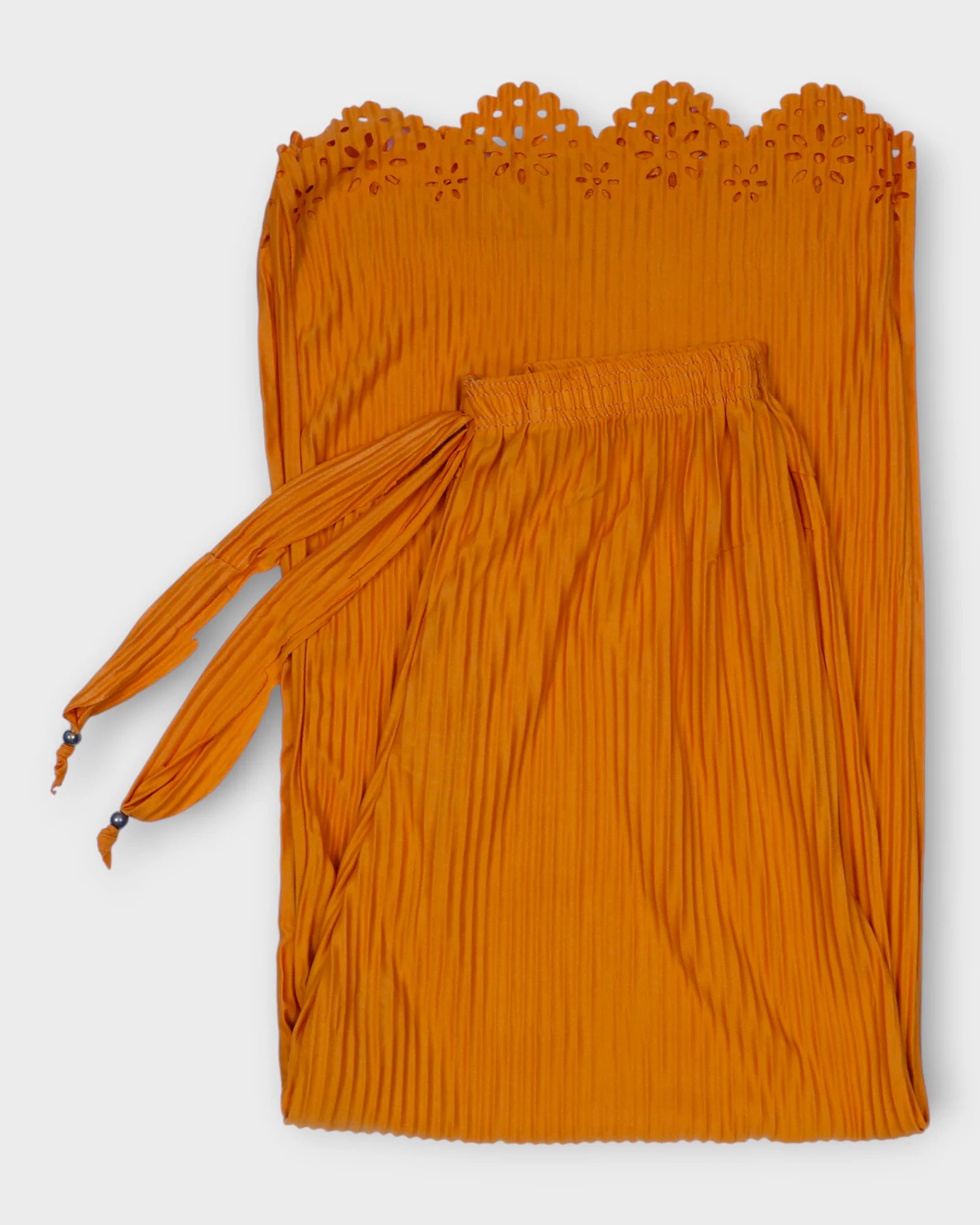 Mustard Yellow Cotton Palazzos with Floral Detail