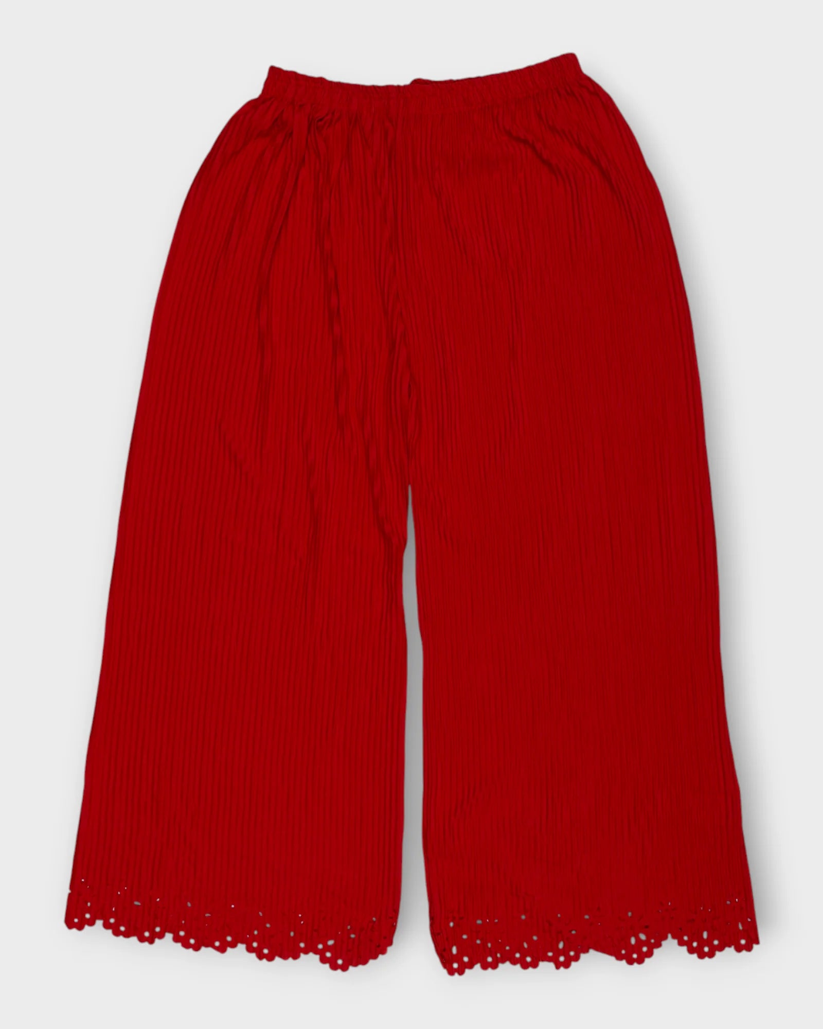 Red Flower Printed Crush Cotton Palazzos