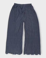 Grey Floral Ankle Detail Cotton Palazzos