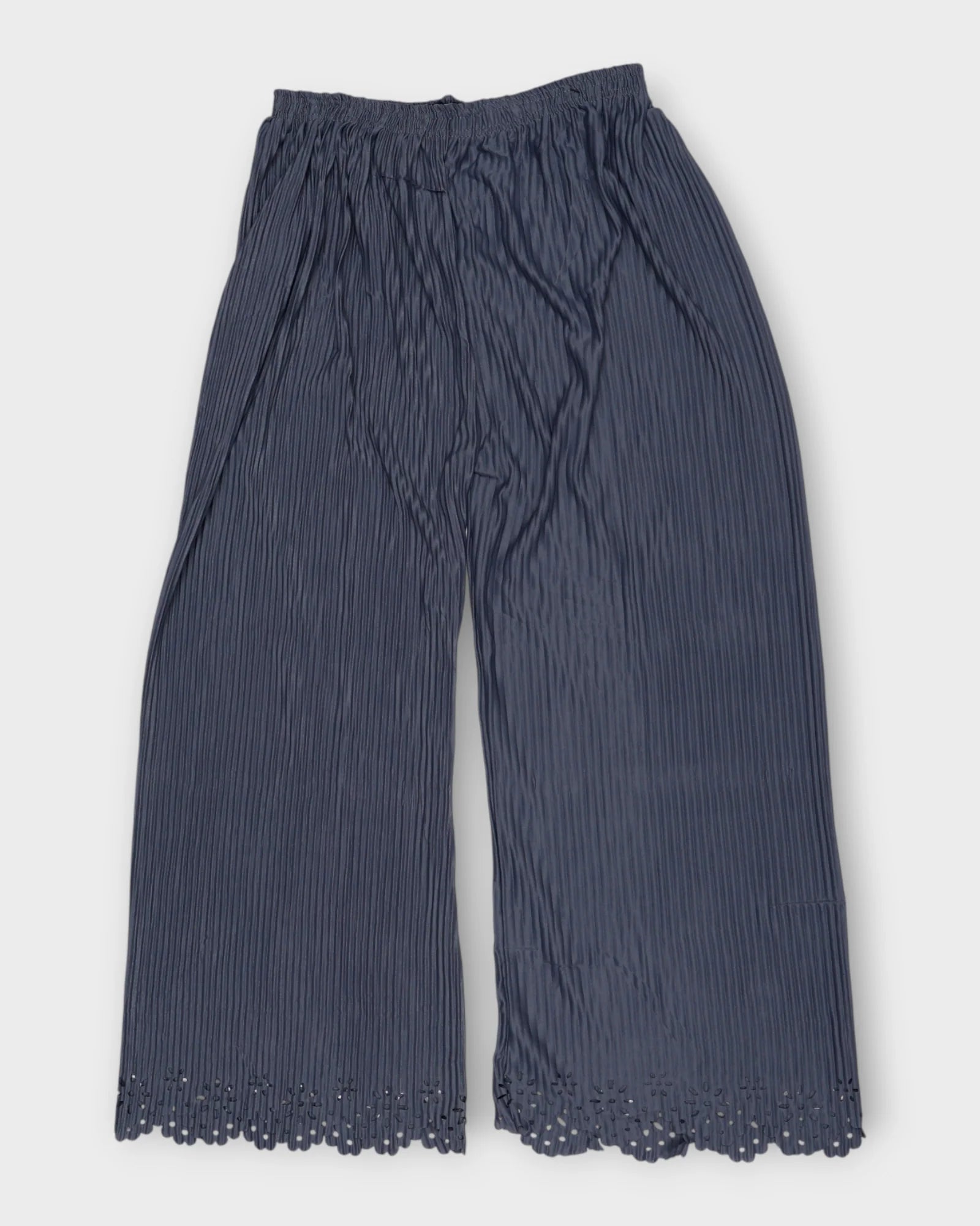 Grey Floral Ankle Detail Cotton Palazzos
