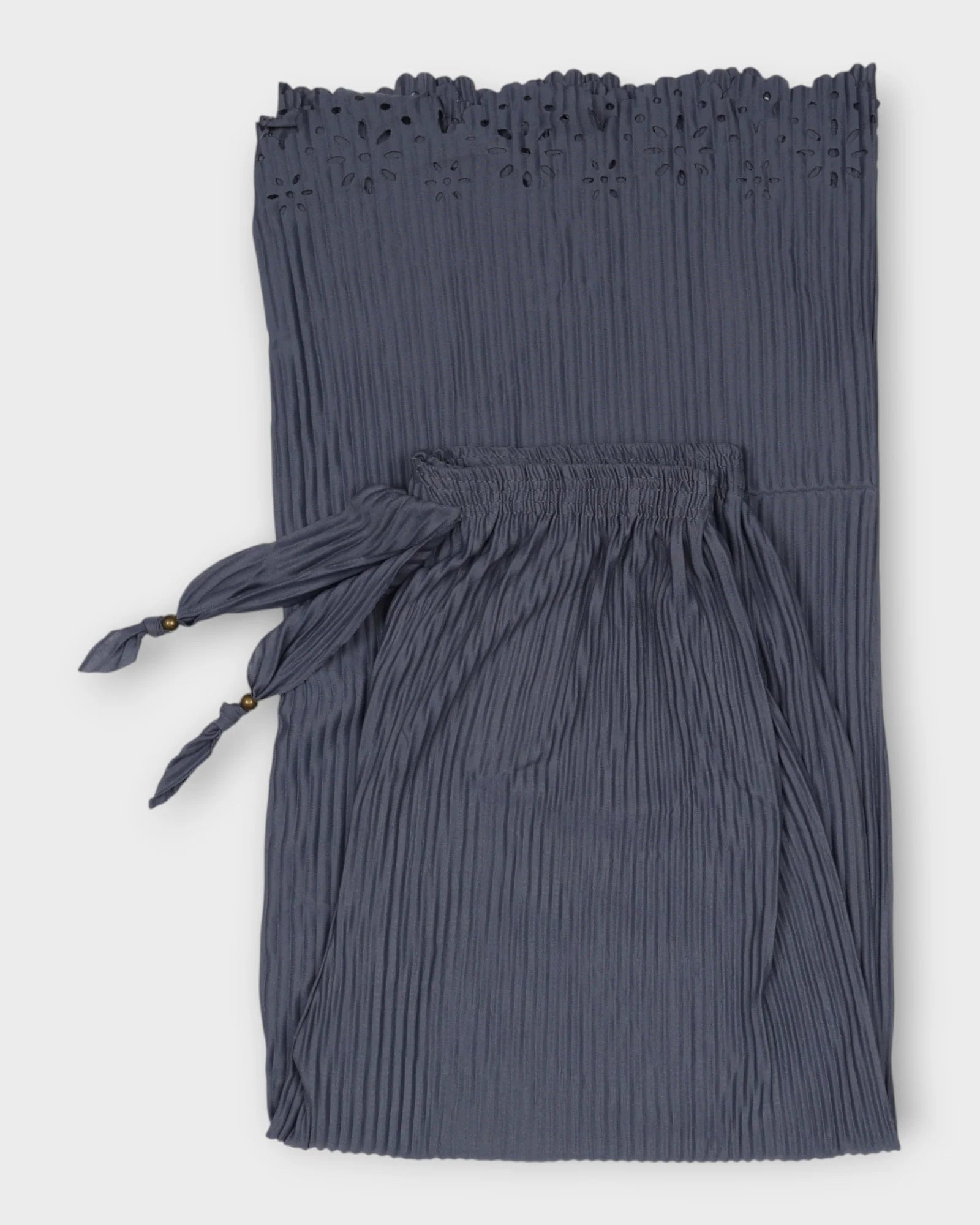 Grey Floral Ankle Detail Cotton Palazzos