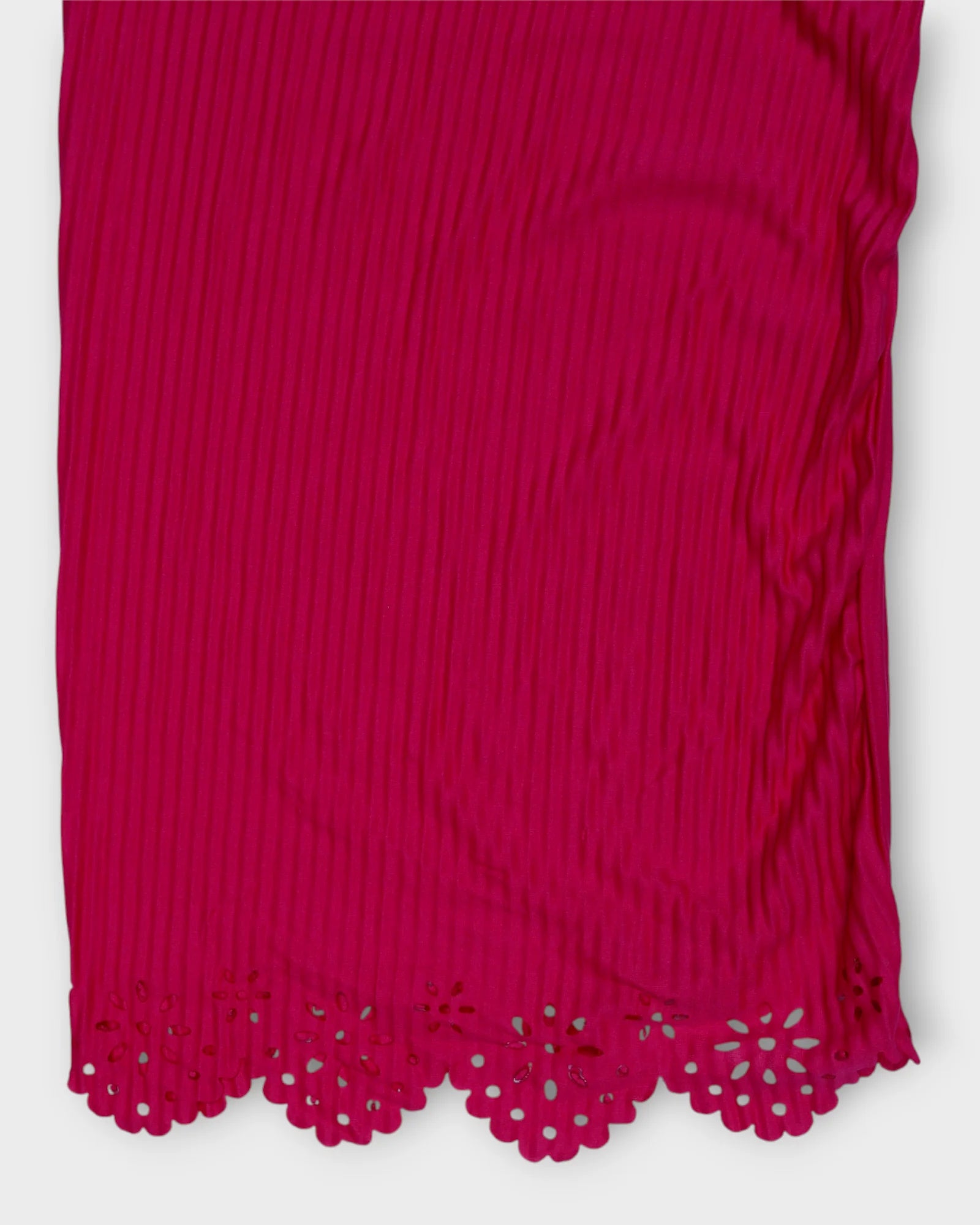 Pink Cotton Palazzos with Floral Cutwork Ankles
