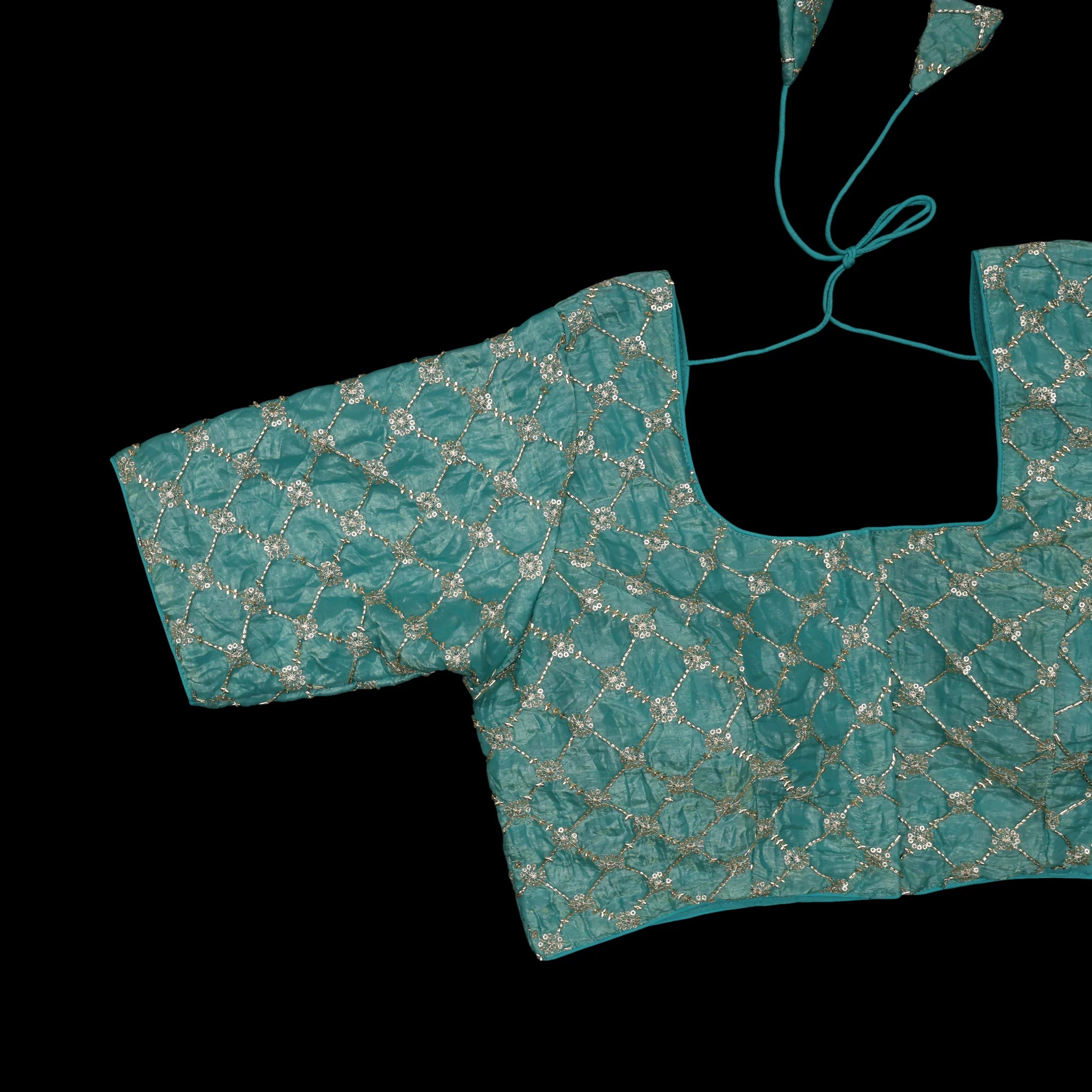 Sequin Embellished U Neck Readymade Blouse