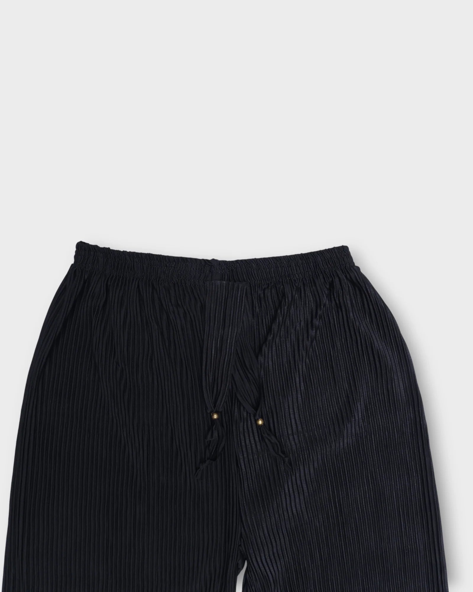 Black Cotton Palazzos with Ankle Cutwork