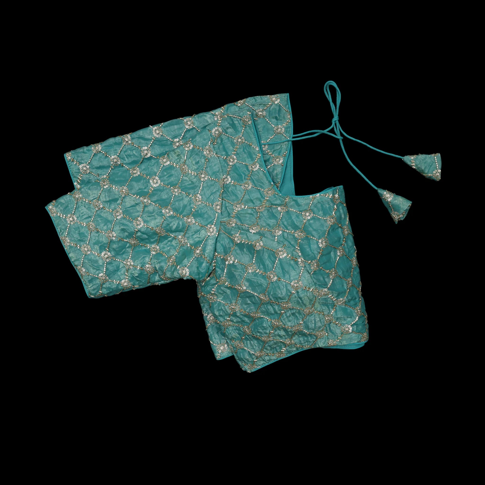 Sequin Embellished U Neck Readymade Blouse