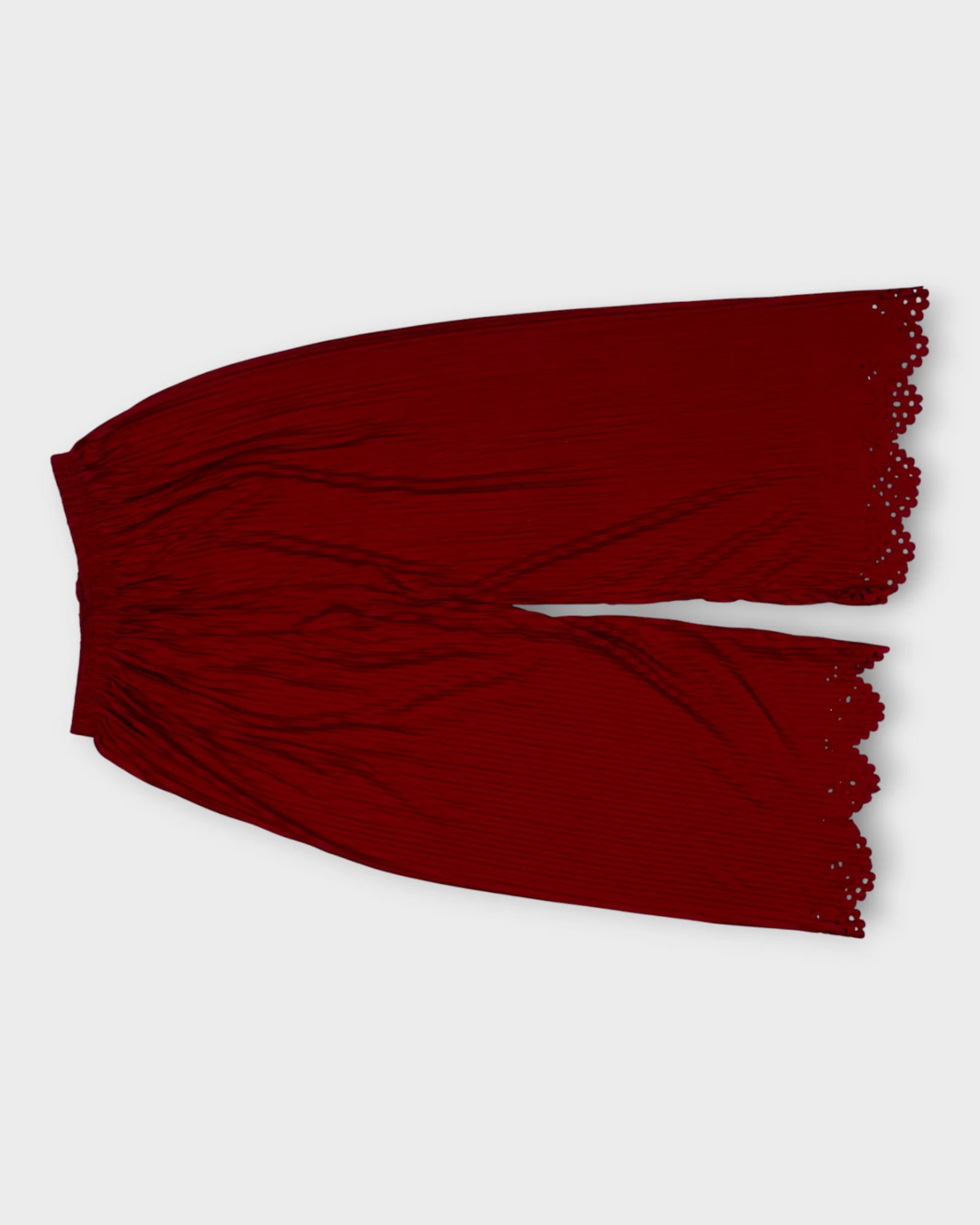 Maroon Cotton Palazzos with Floral Cutwork Ankles
