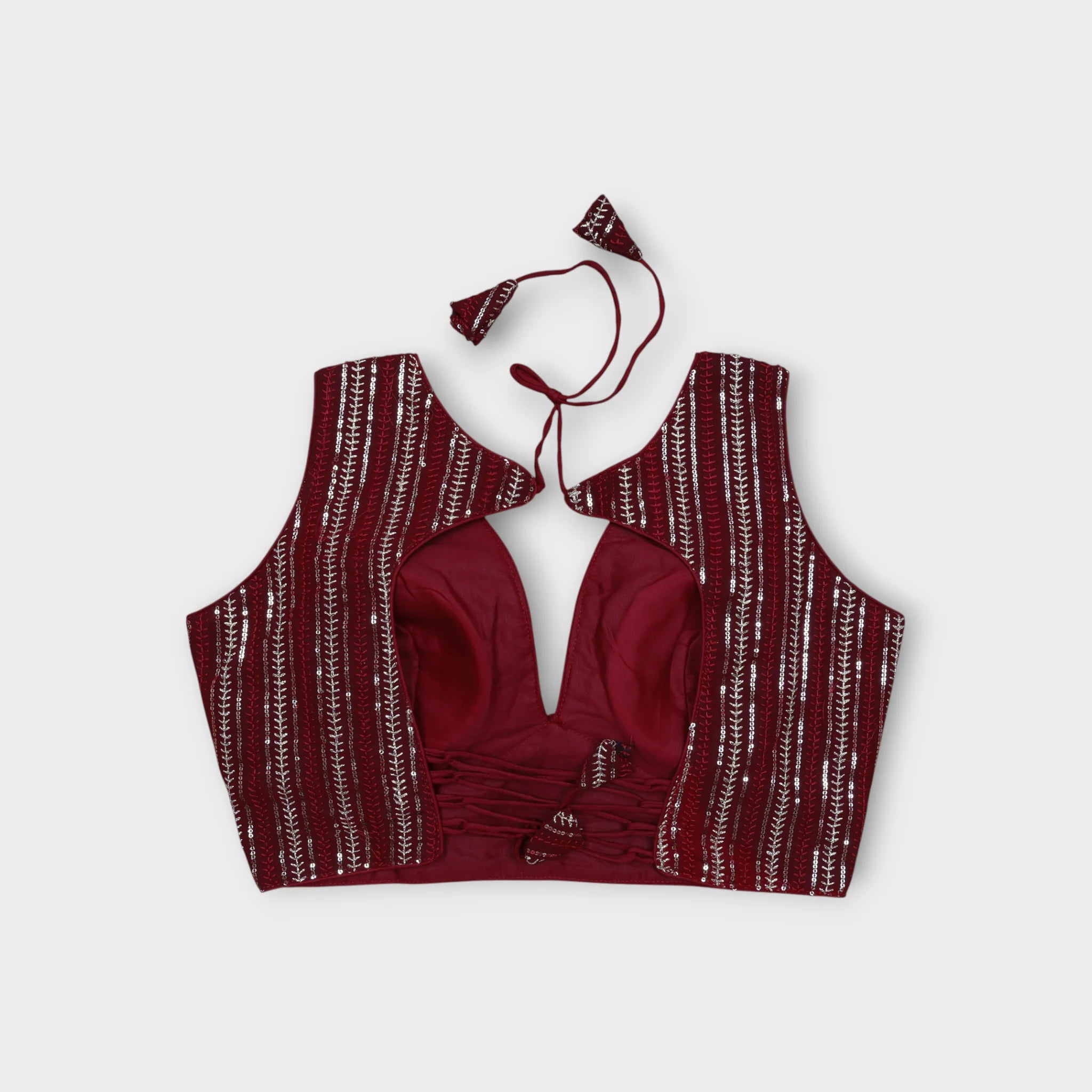 Georgette Tie Back V Neck Readymade Blouse