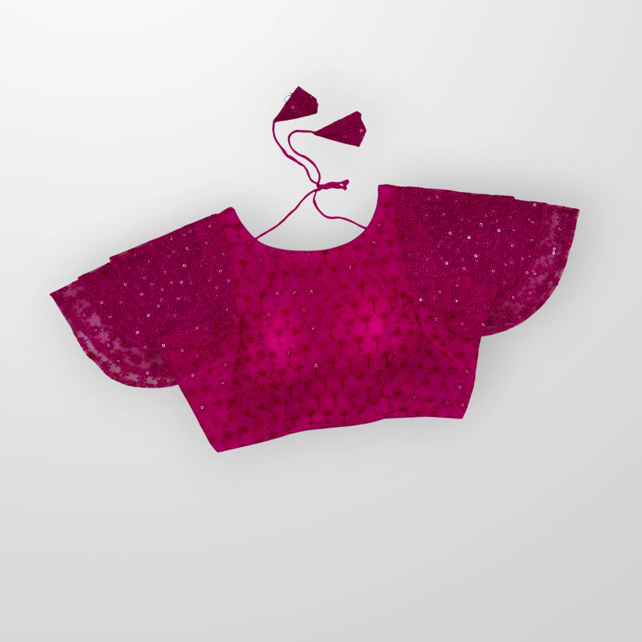 Embroidered Ruffle Sleeve Cotton Readymade Blouse