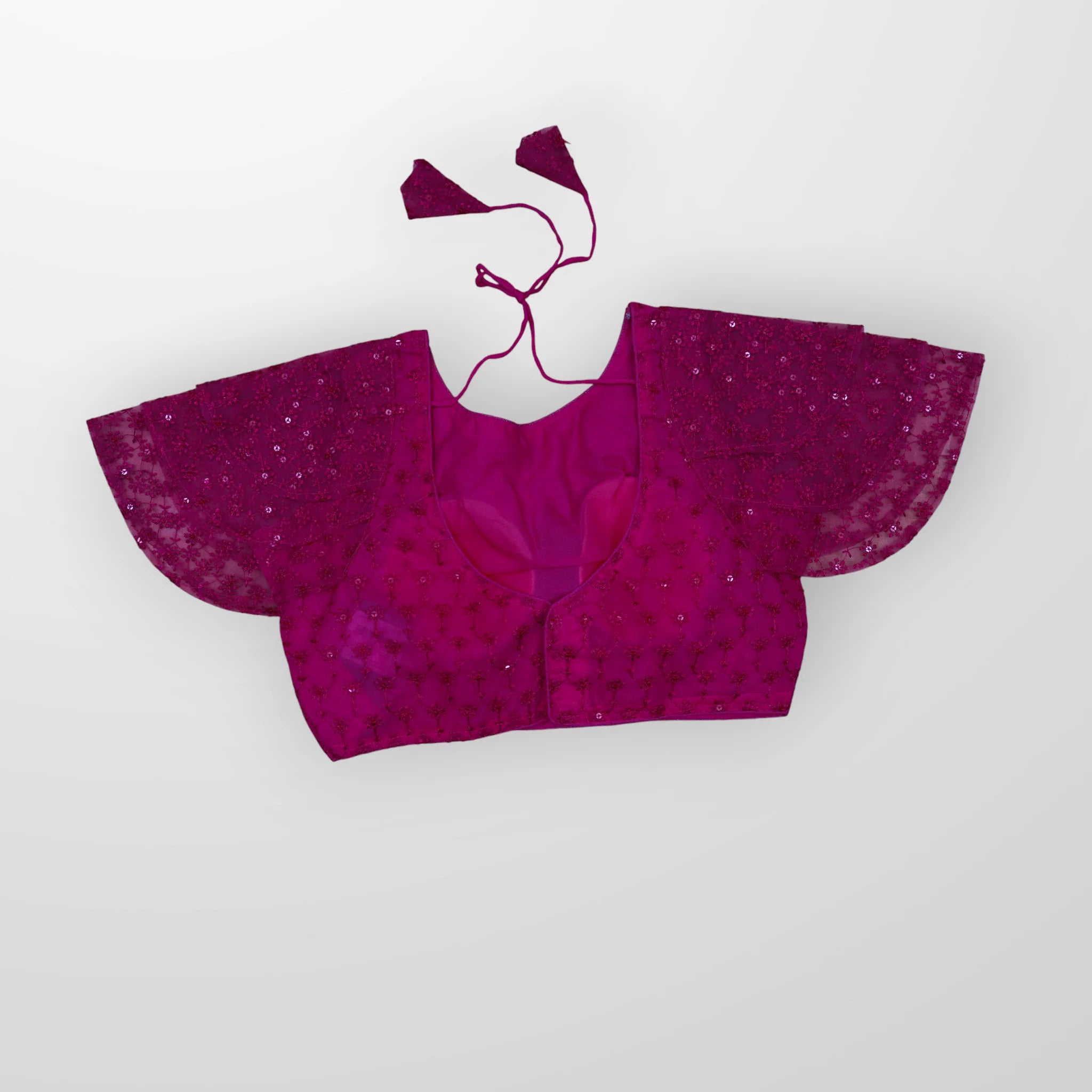Embroidered Ruffle Sleeve Cotton Readymade Blouse