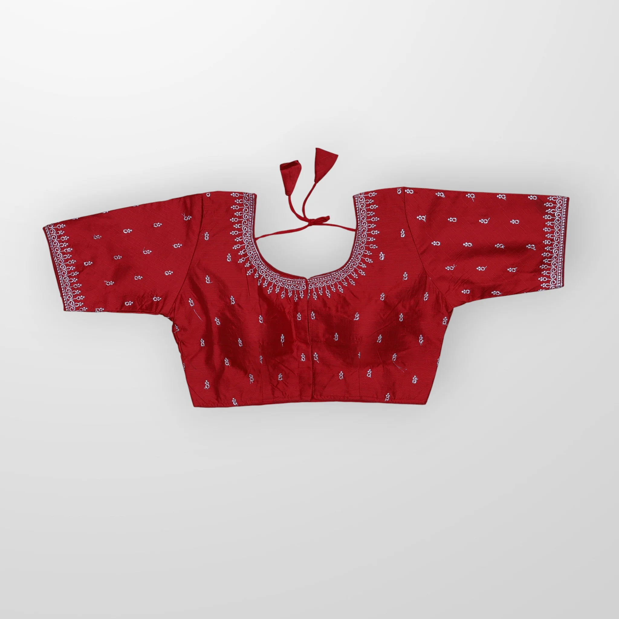 Silver Silk Zari Embroidered Readymade Blouse