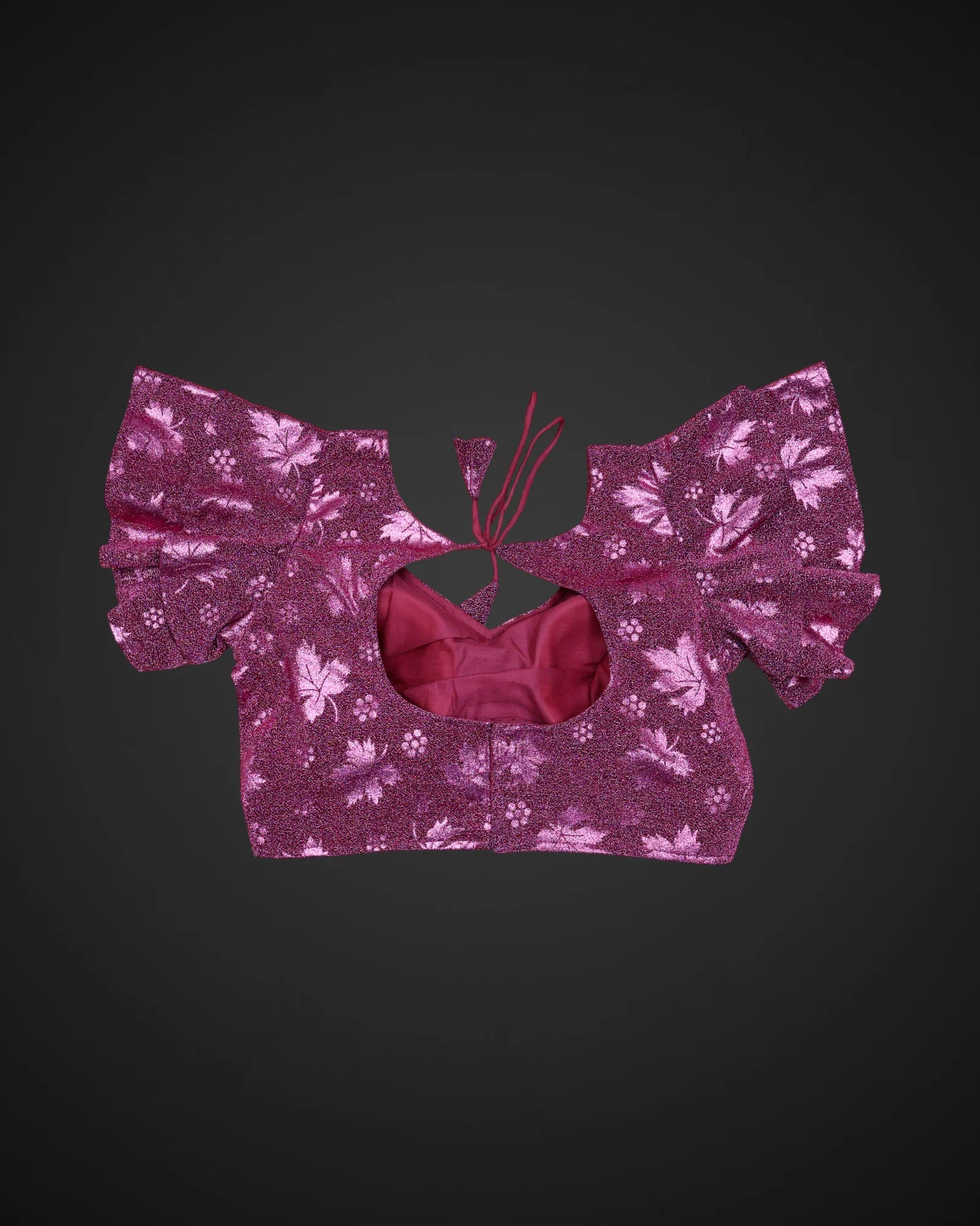 Jacquard Ruffle V Neck Readymade Blouse