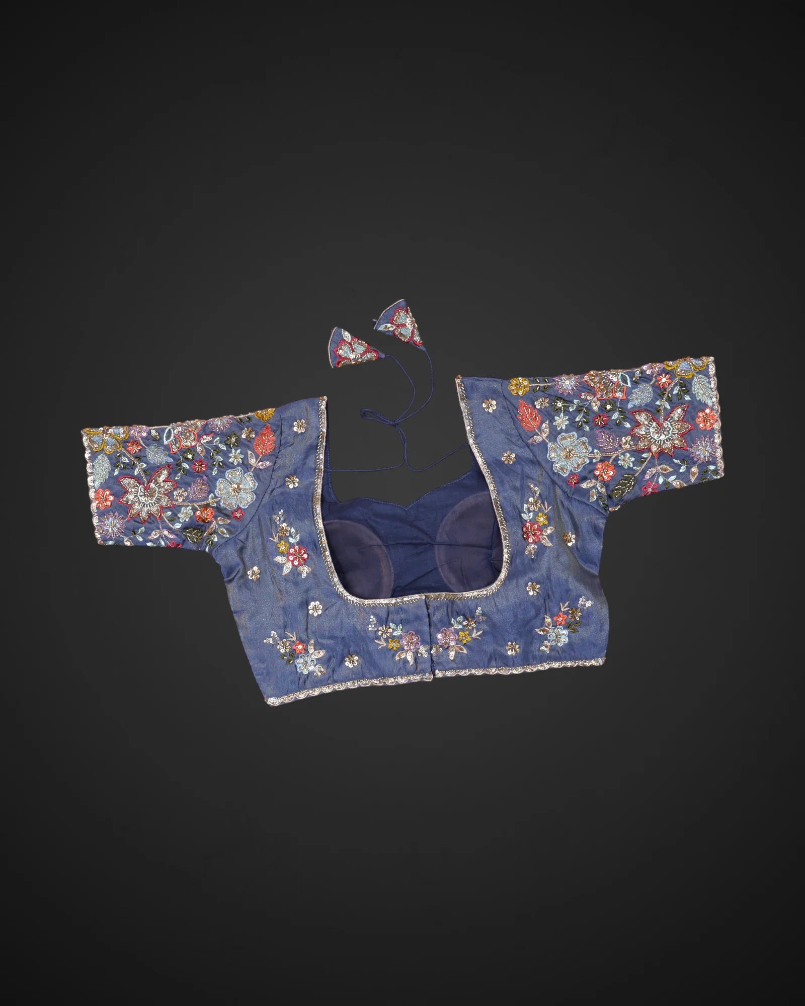 Silk Notched Neck Fitted Sleeve Readymade Blouse