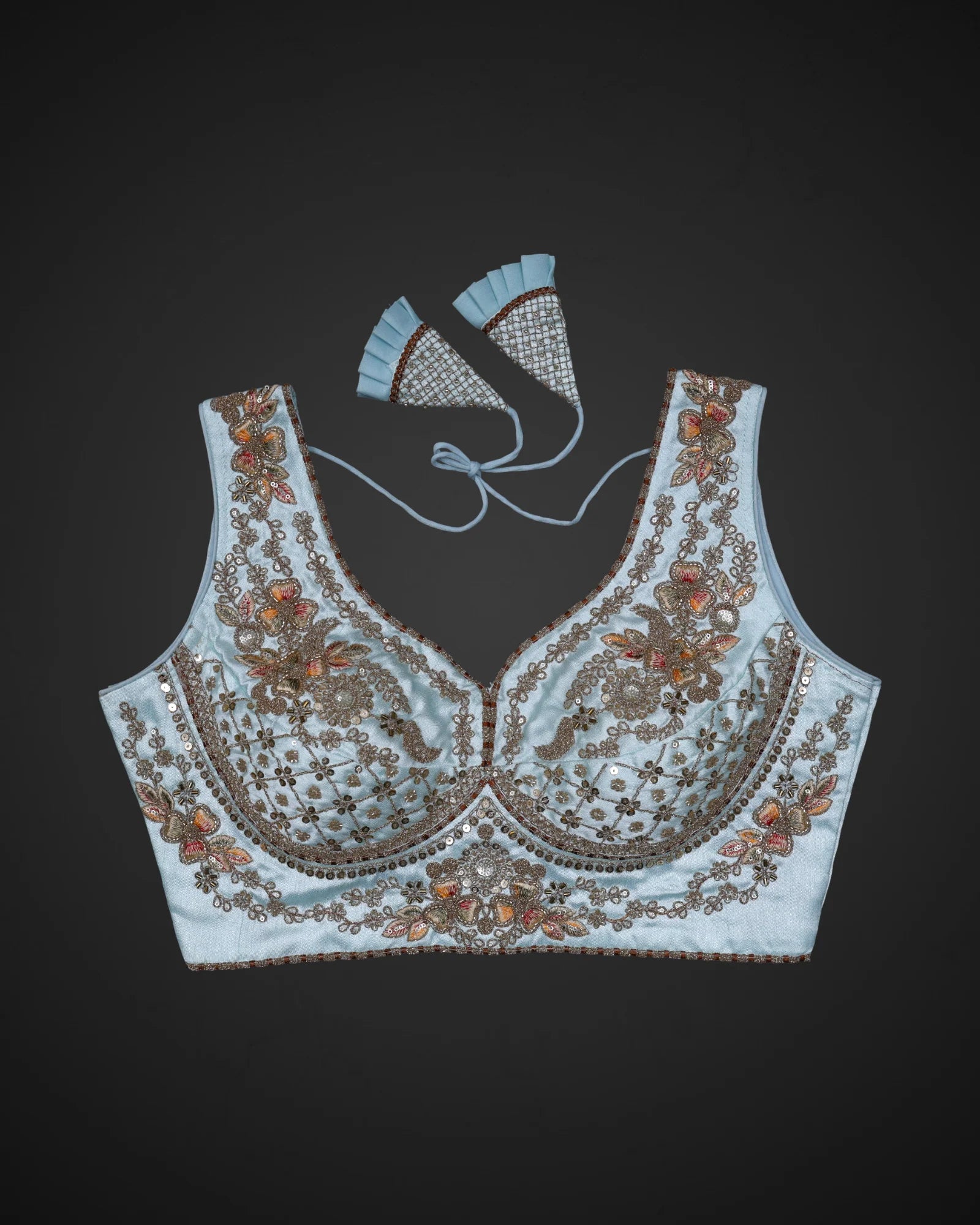 Italian Silk Embroidered Readymade Blouse