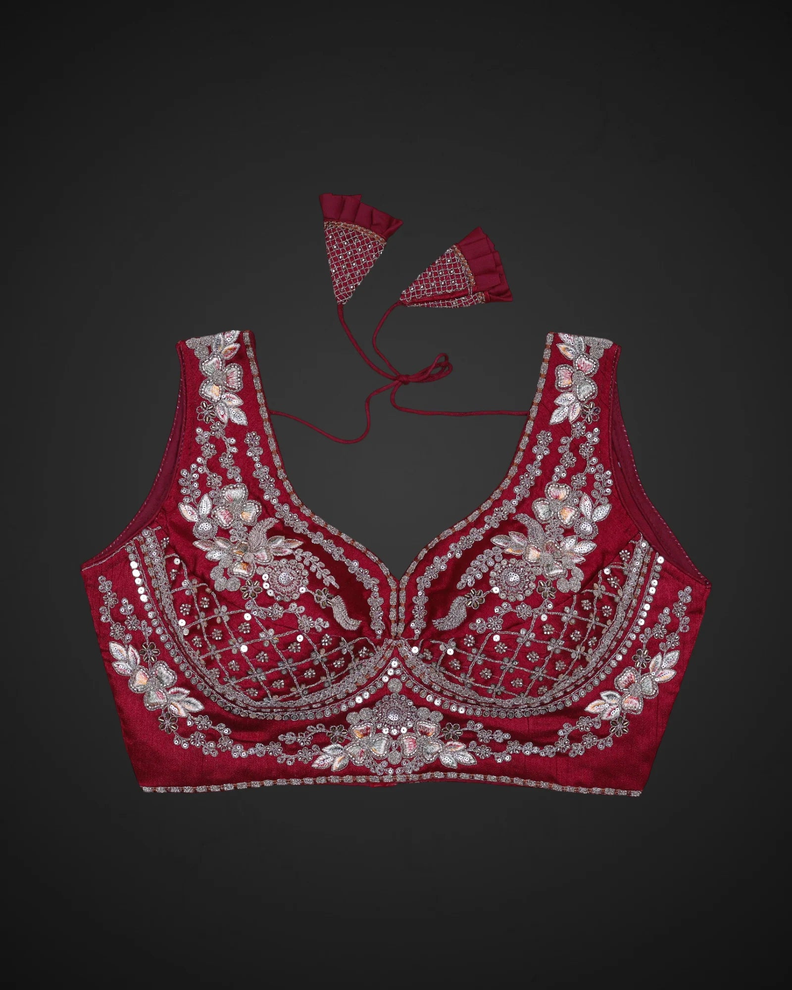 Italian Silk Embroidered Readymade Blouse