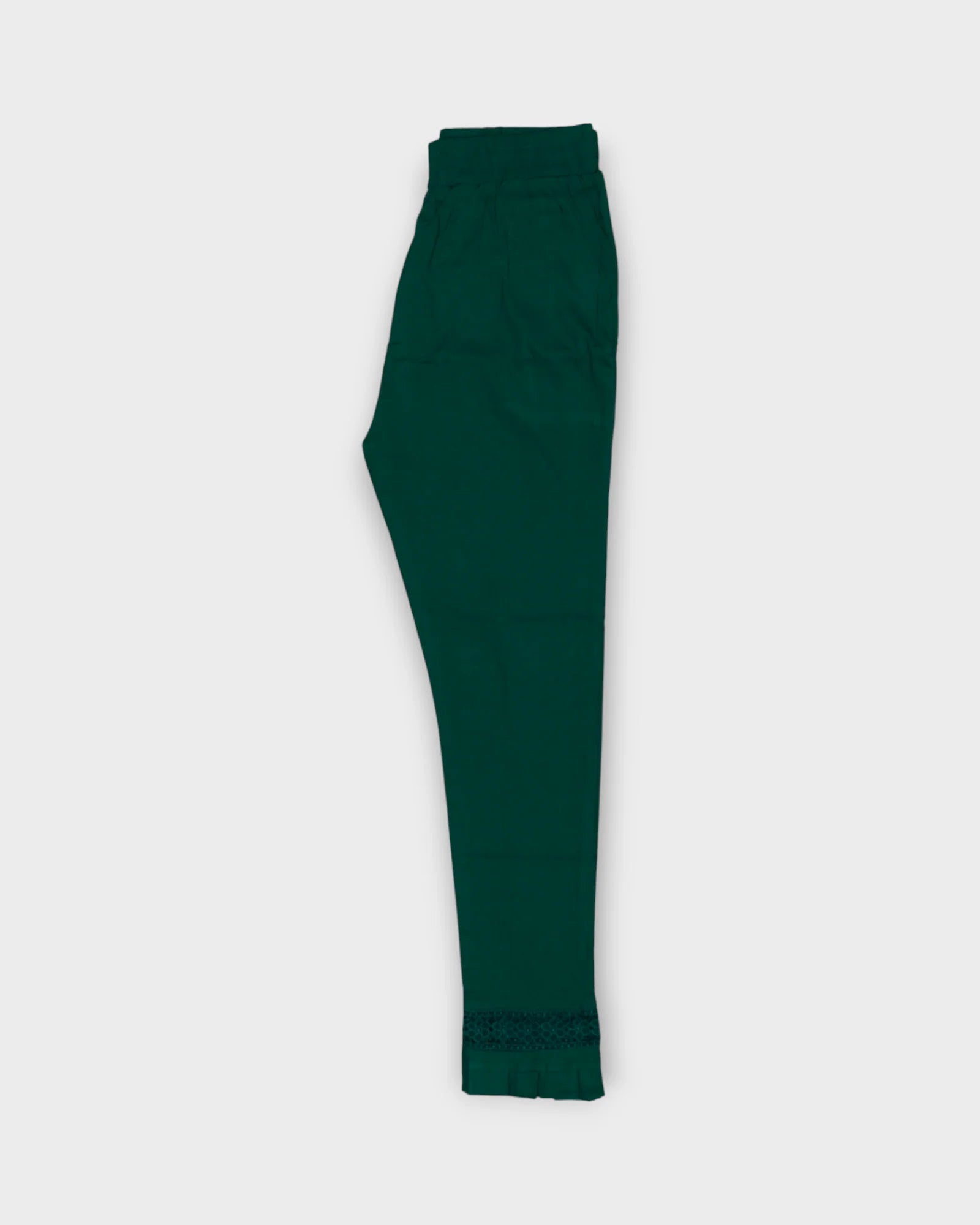 Green Cotton Straight Pants
