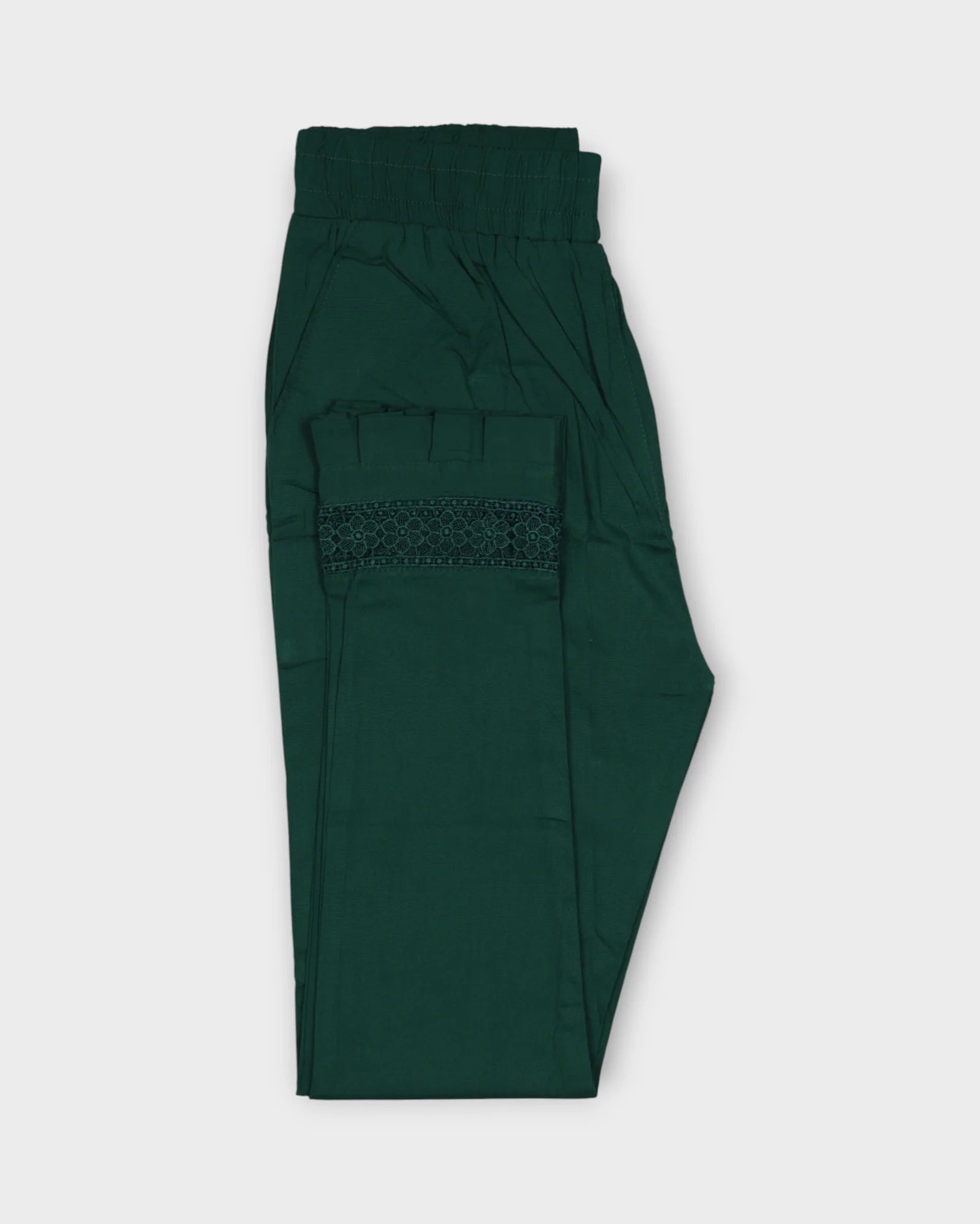 Green Cotton Straight Pants