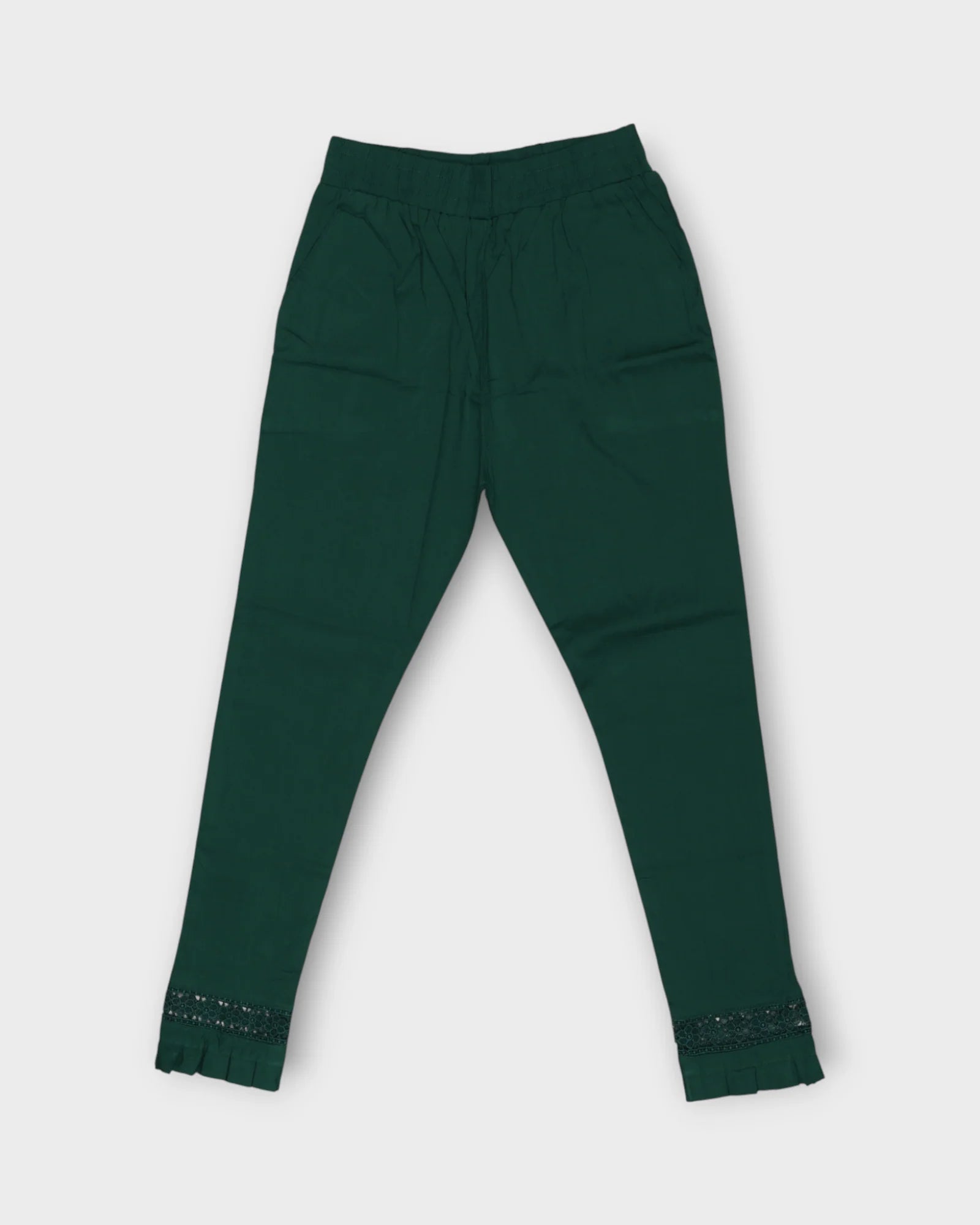 Green Cotton Straight Pants