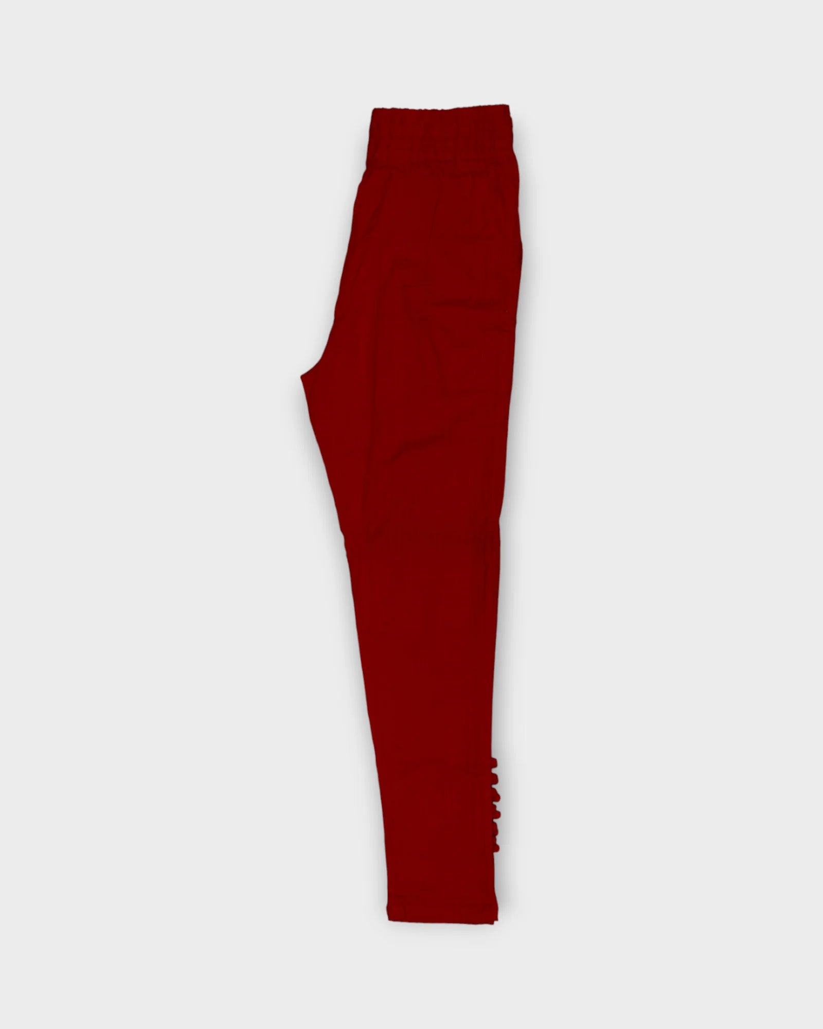 Red Cotton Ankle Length Pants