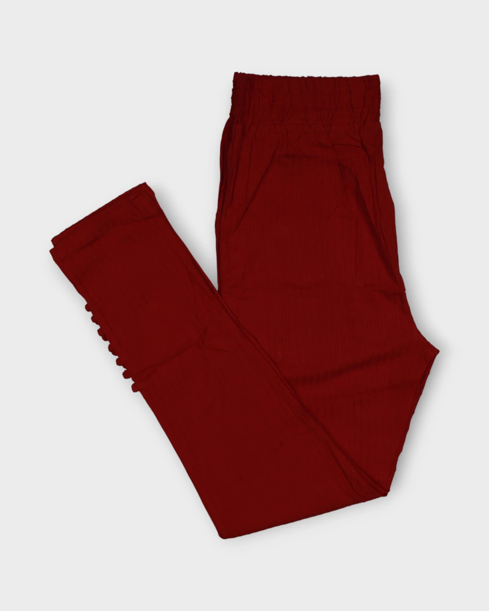 Red Cotton Ankle Length Pants