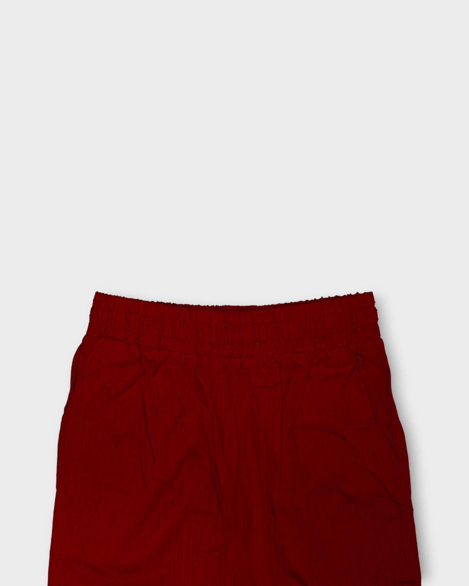 Red Cotton Ankle Length Pants