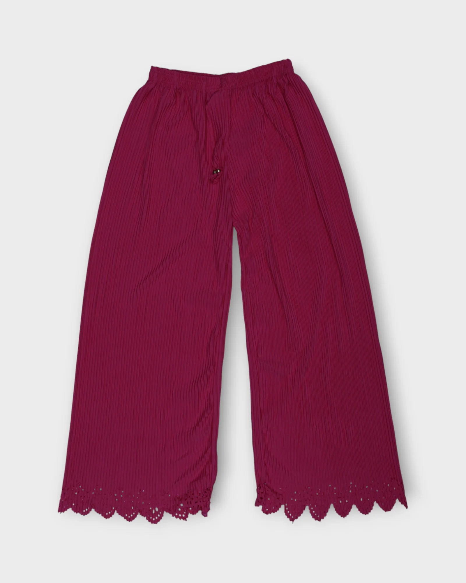 Dark Pink Cotton Flared Palazzo Pants