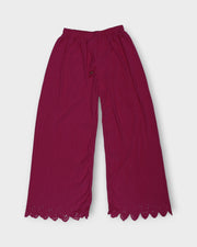 Dark Pink Cotton Flared Palazzo Pants
