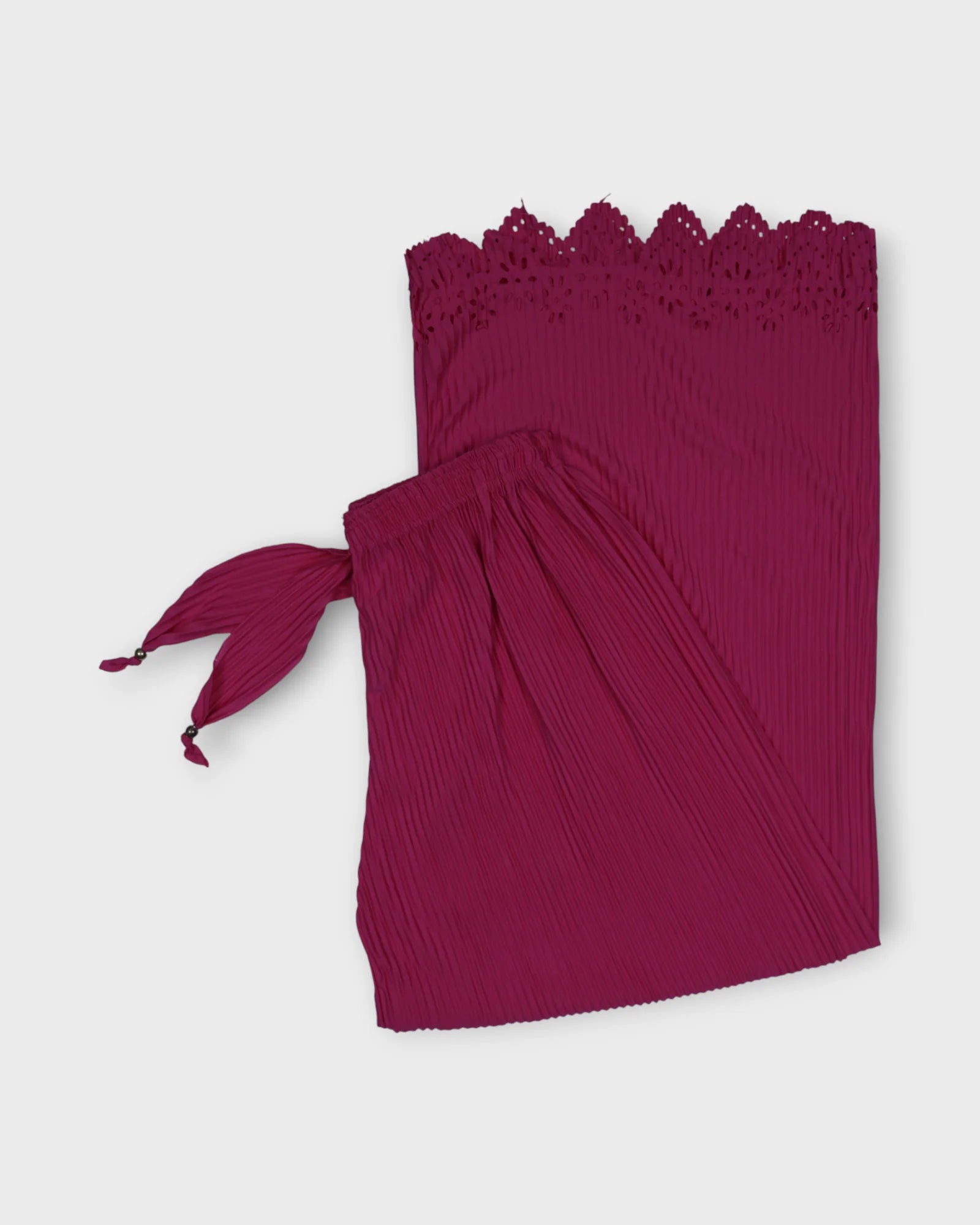 Dark Pink Cotton Flared Palazzo Pants