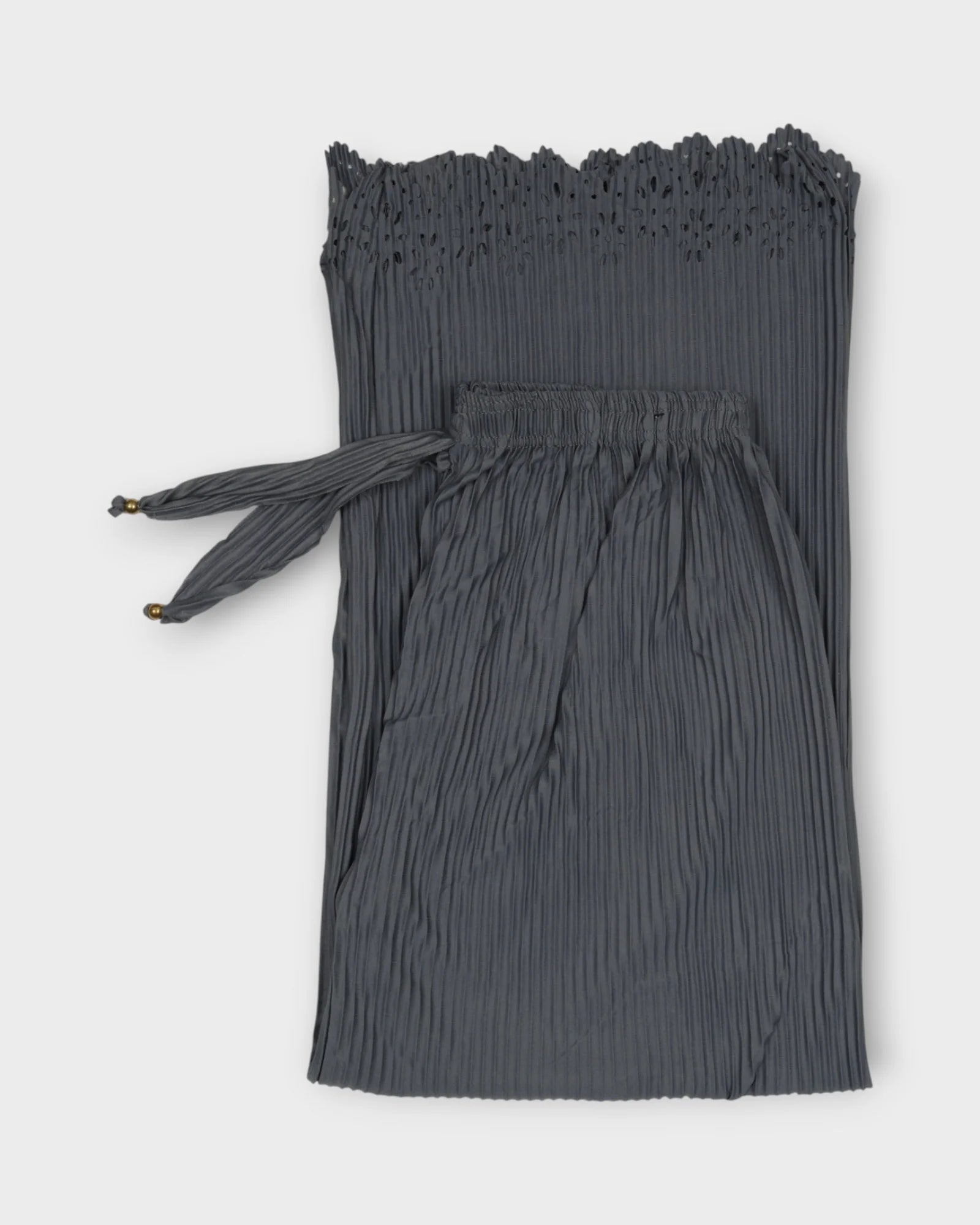 Grey Cotton Flared Palazzo Pants