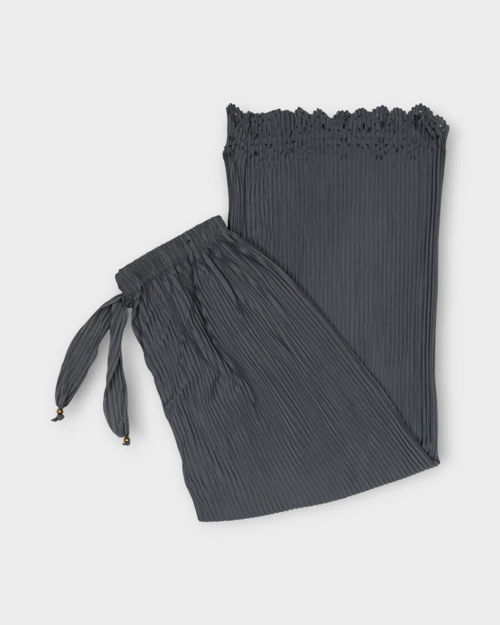Grey Cotton Flared Palazzo Pants