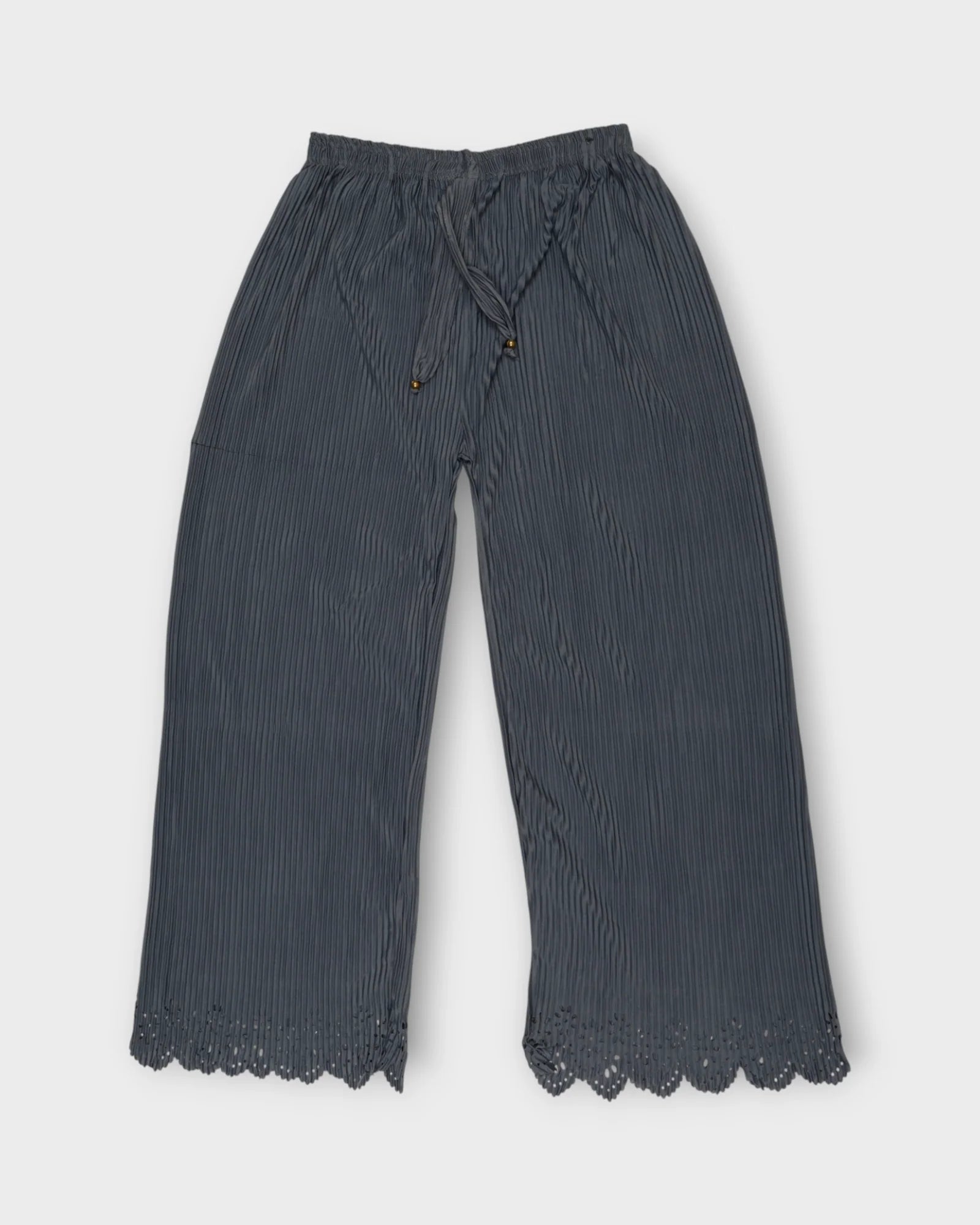 Grey Cotton Flared Palazzo Pants