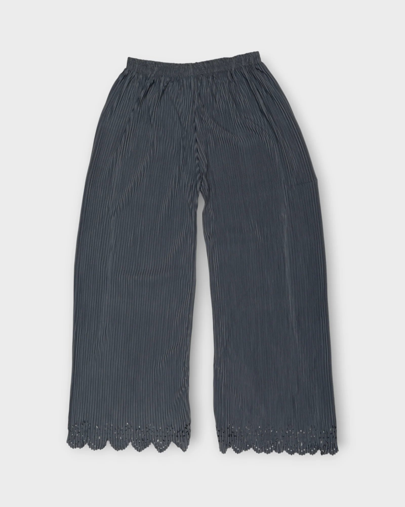 Grey Cotton Flared Palazzo Pants