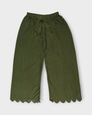 Mehendi Green Cotton Flared Palazzo Pants