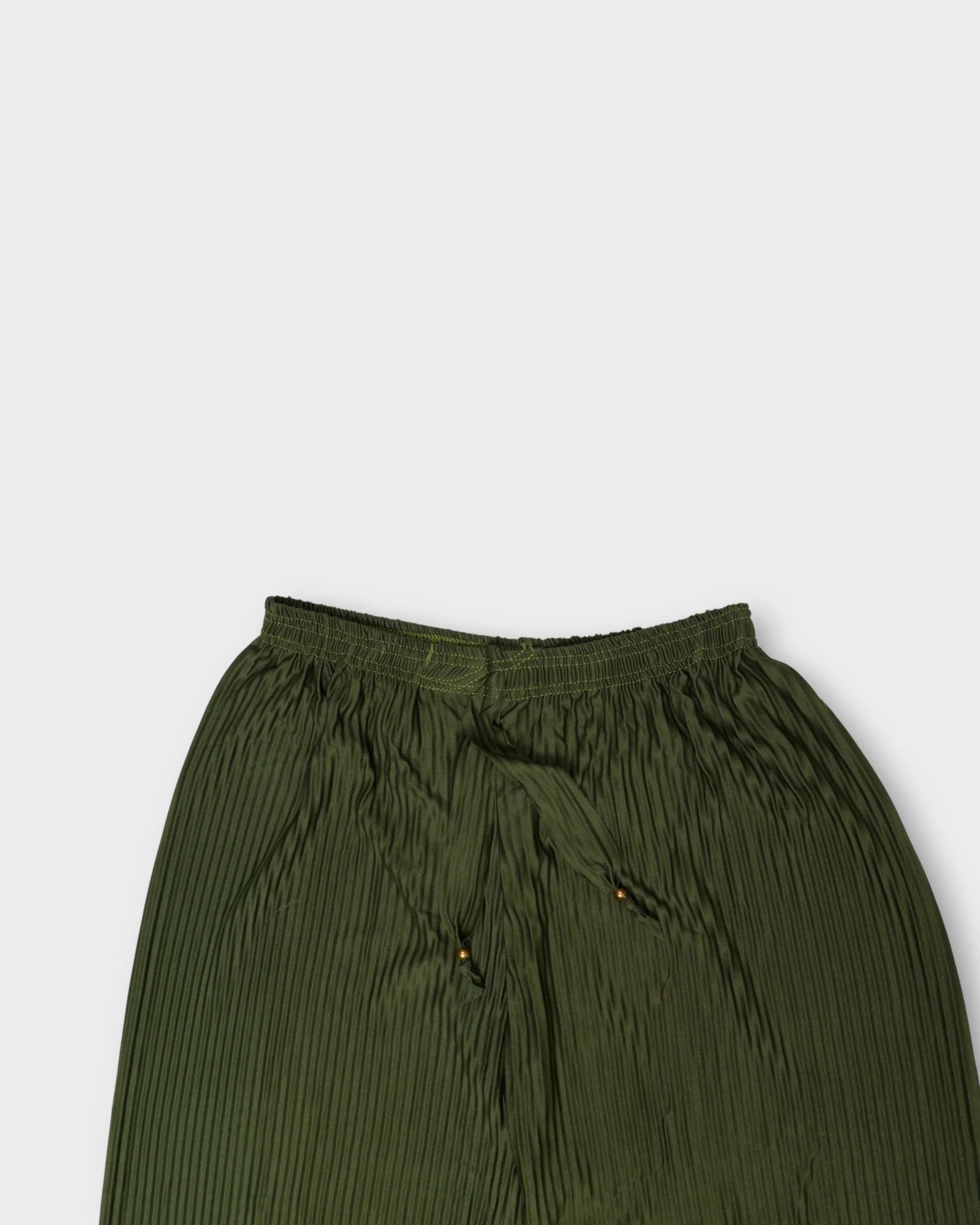 Mehendi Green Cotton Flared Palazzo Pants
