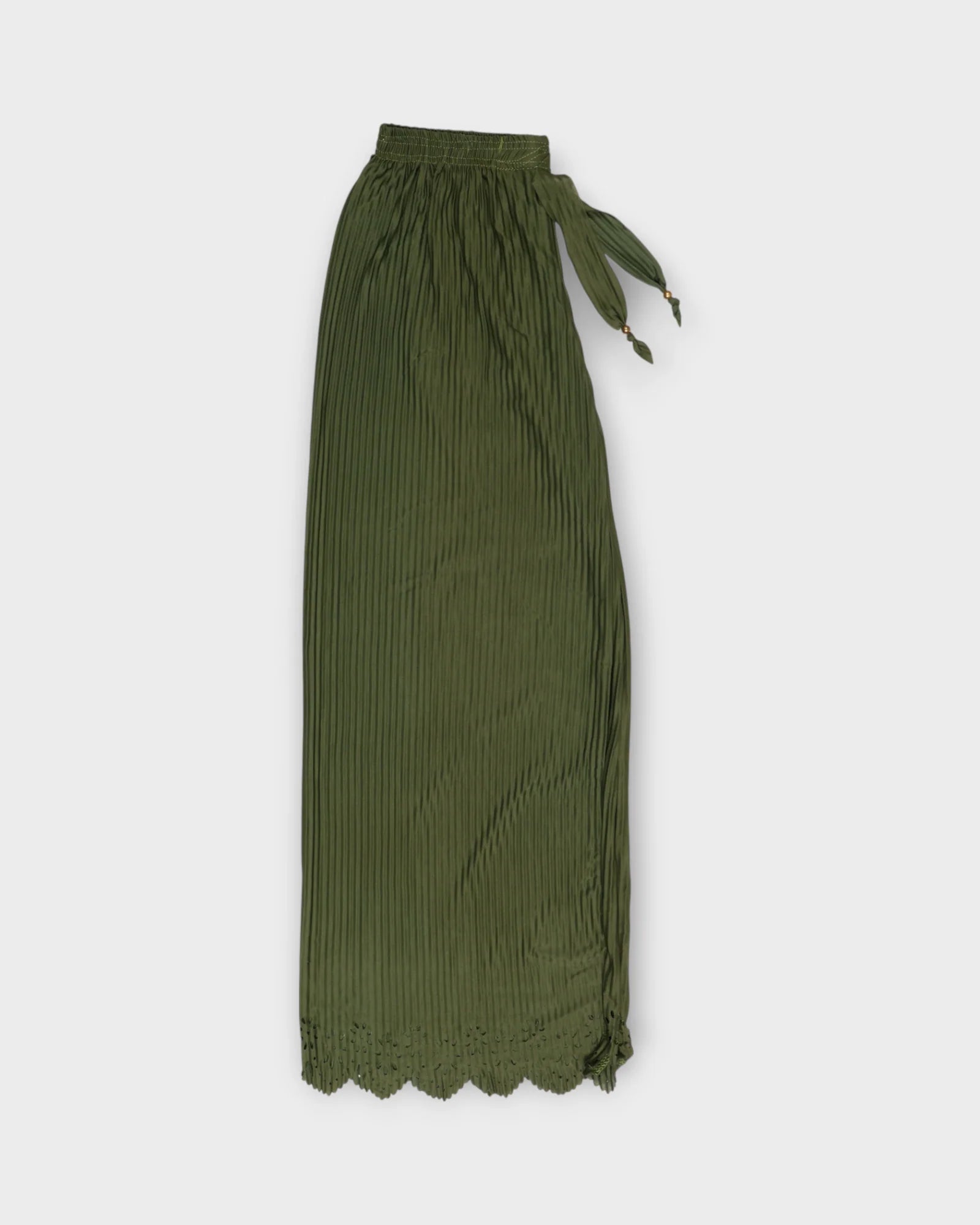 Mehendi Green Cotton Flared Palazzo Pants