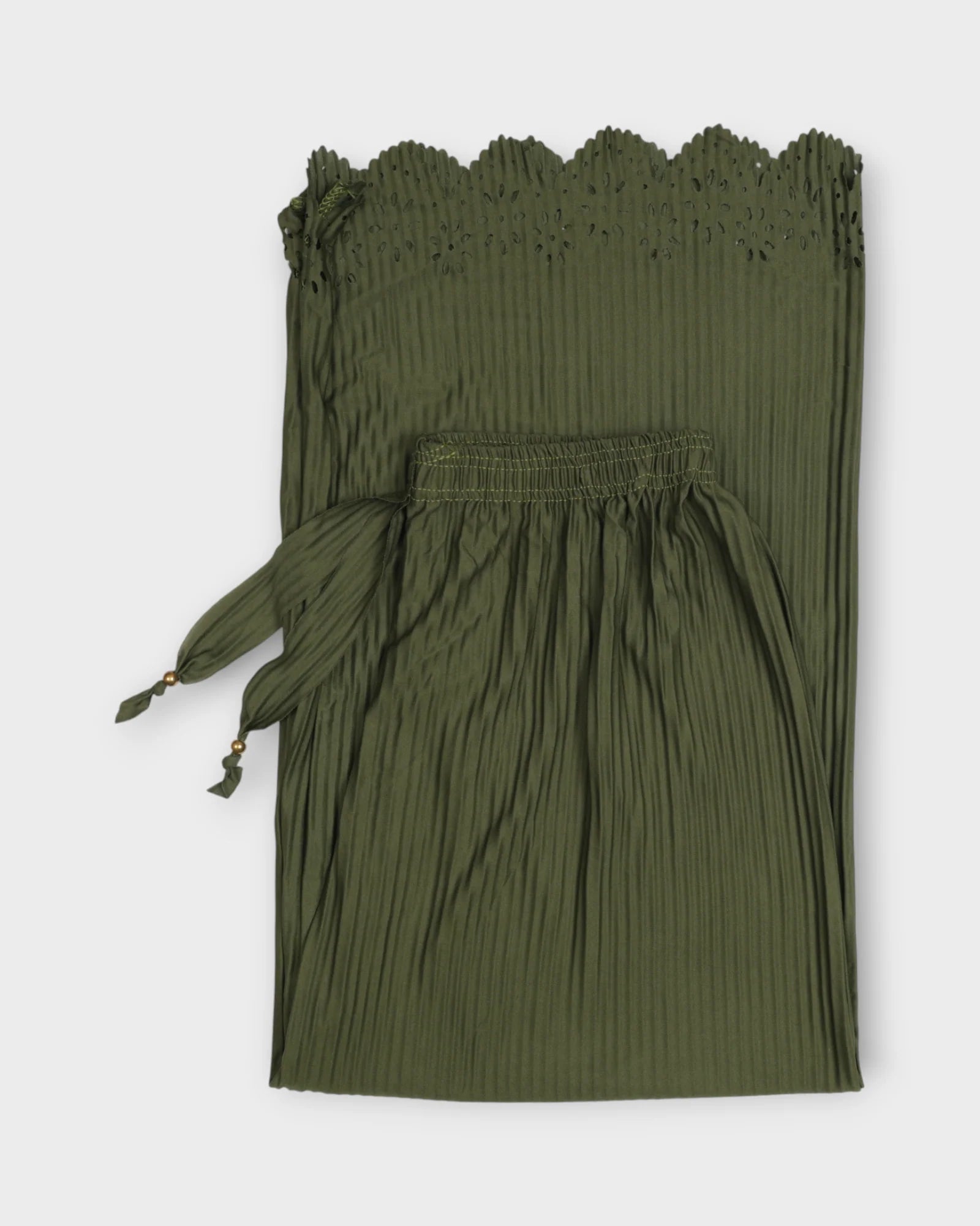 Mehendi Green Cotton Flared Palazzo Pants