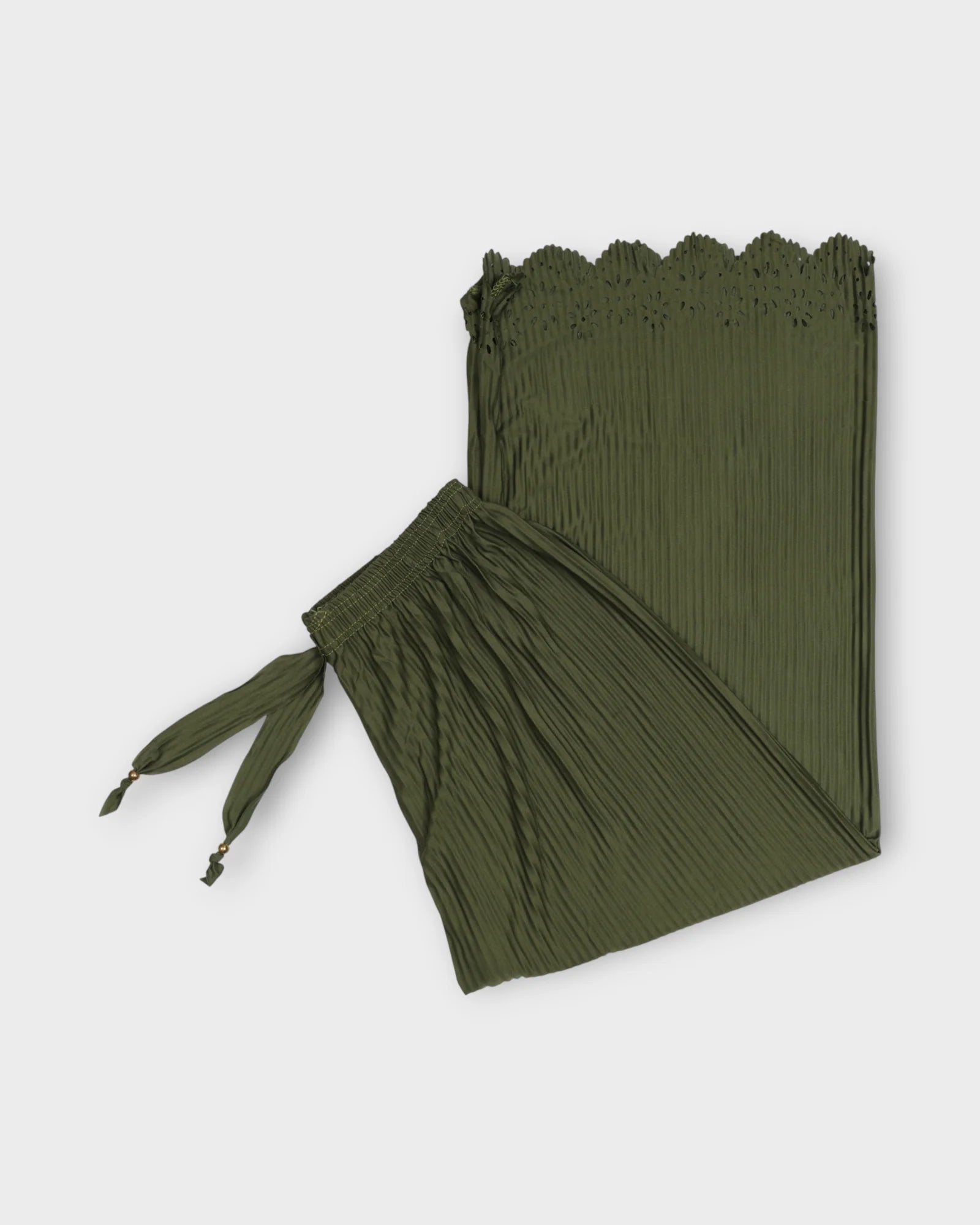 Mehendi Green Cotton Flared Palazzo Pants