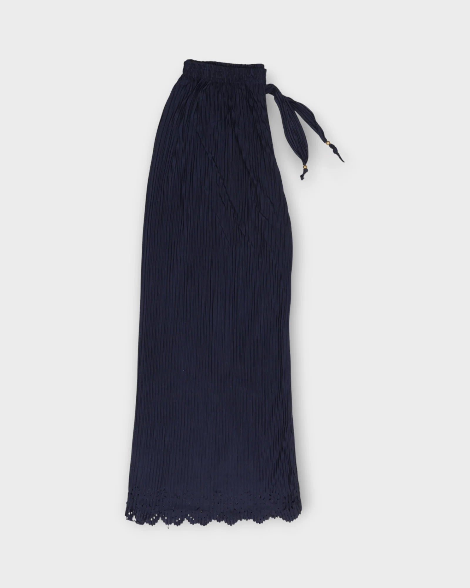 Navy Blue Cotton Flared Palazzo Pants