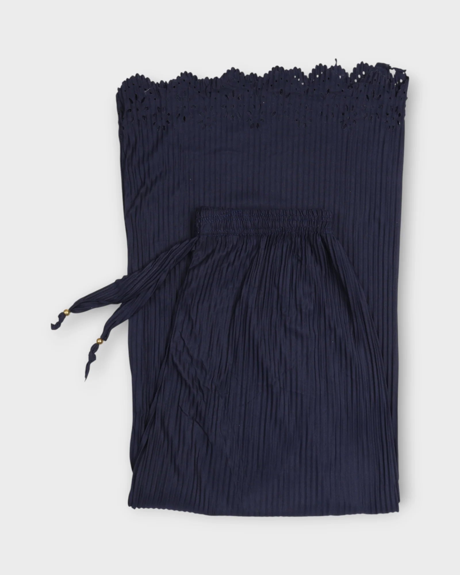 Navy Blue Cotton Flared Palazzo Pants