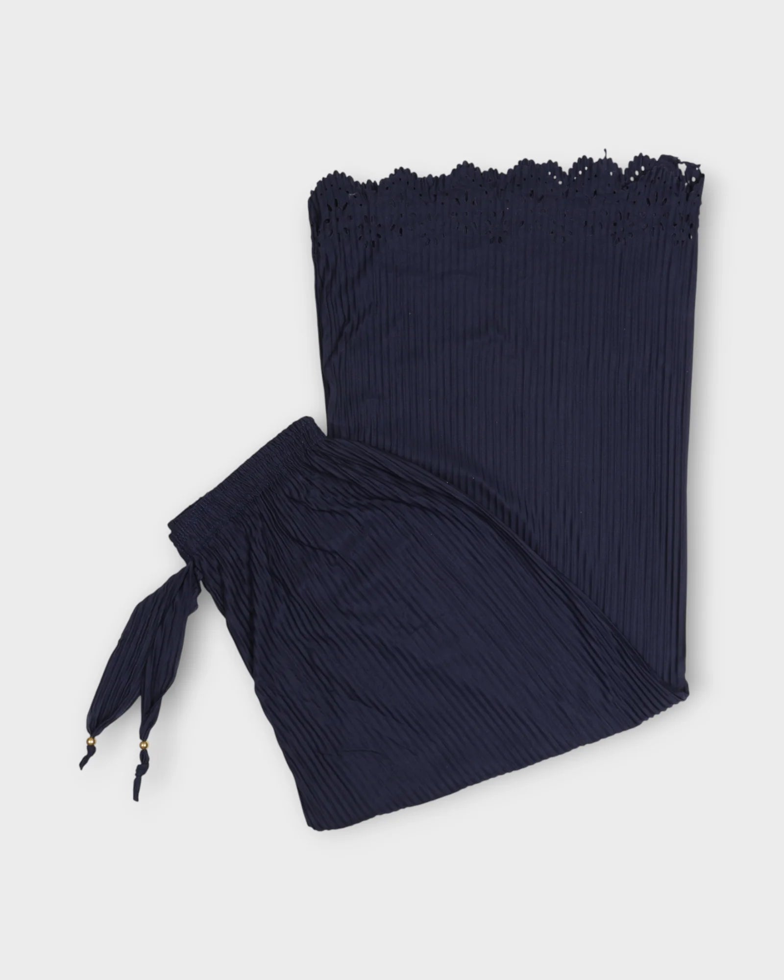 Navy Blue Cotton Flared Palazzo Pants